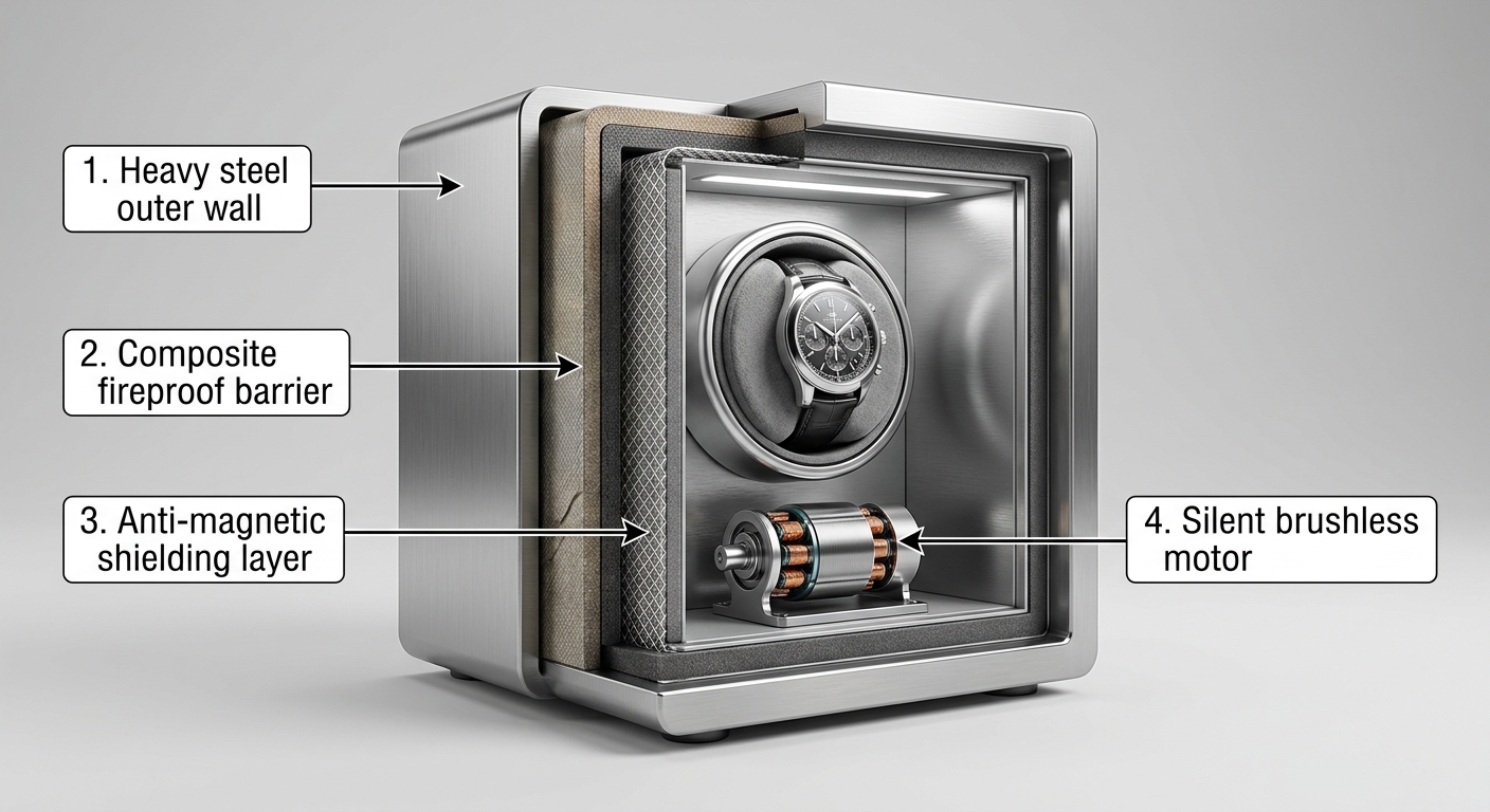 Watch winder safe technical diagram