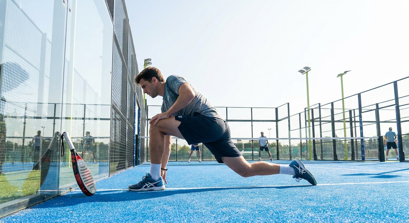 padel player dynamic stretching warmup