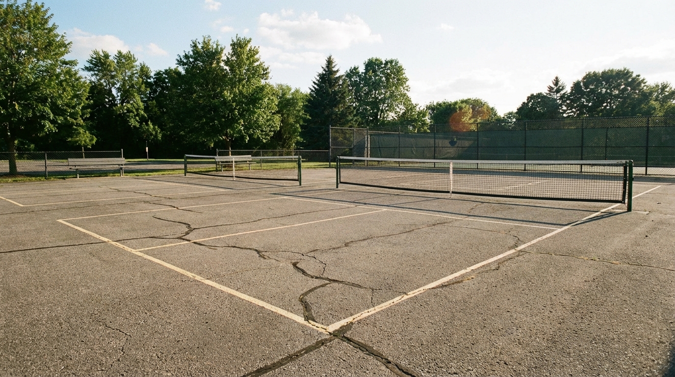 pickleball court wide angle view