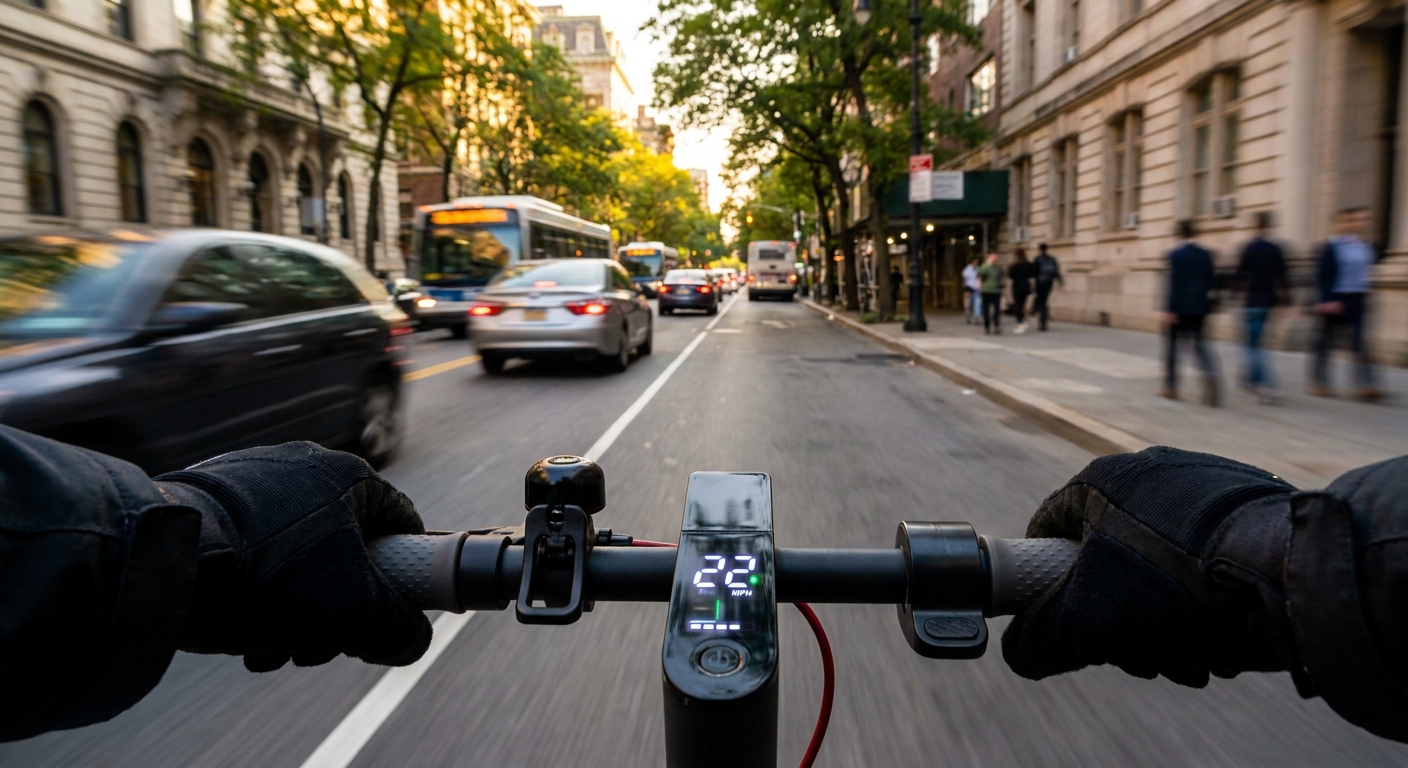 Electric Scooter POV Action Shot