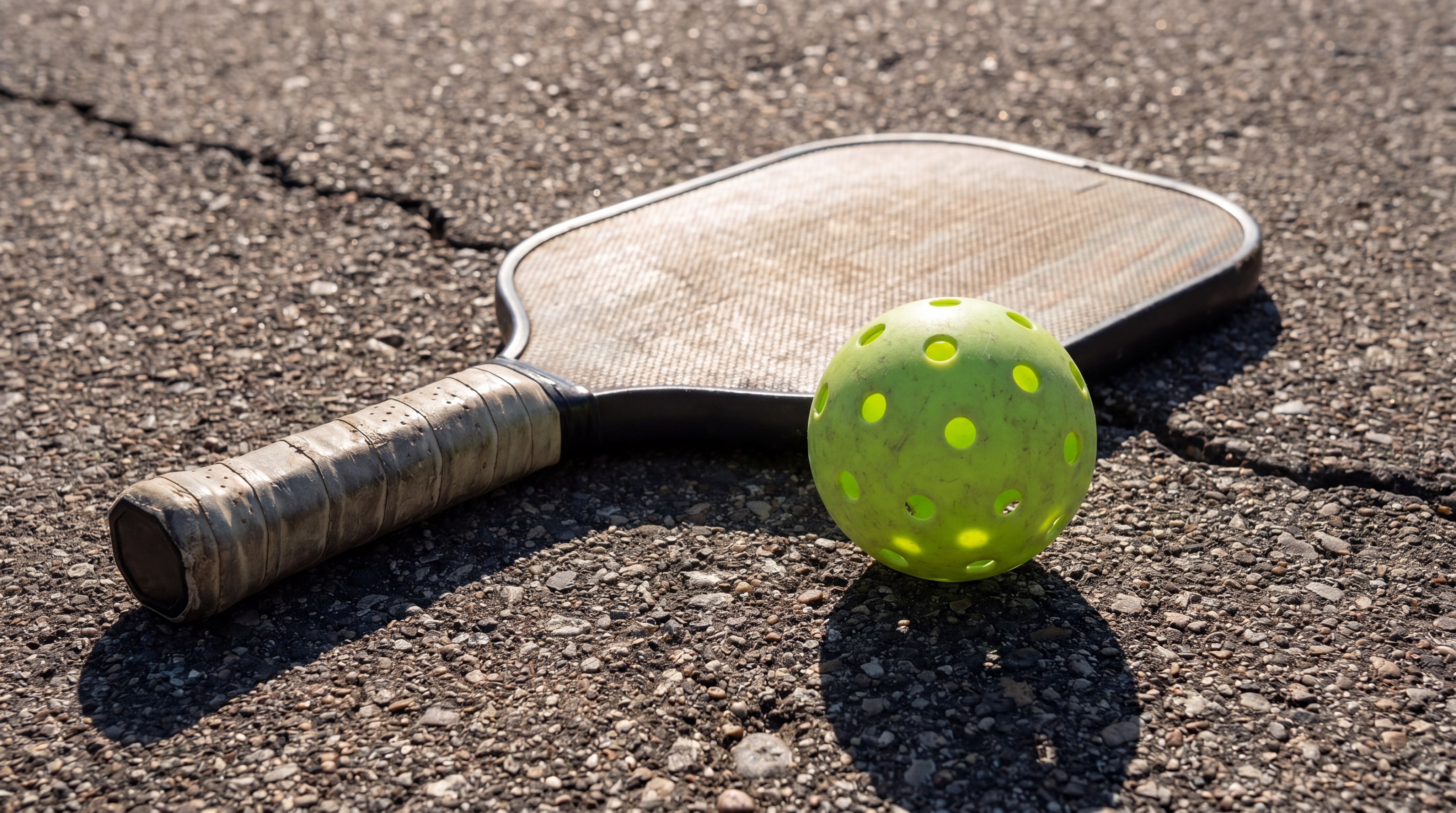 pickleball paddle ball close up