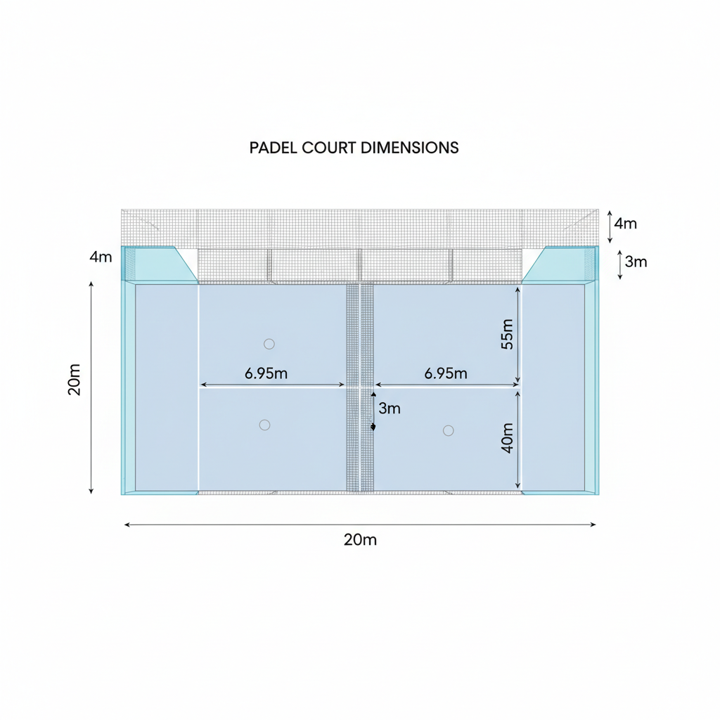Padel Court Dimensions and Rules Diagram
