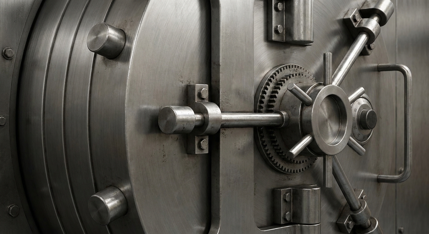 heavy duty vault door closeup
