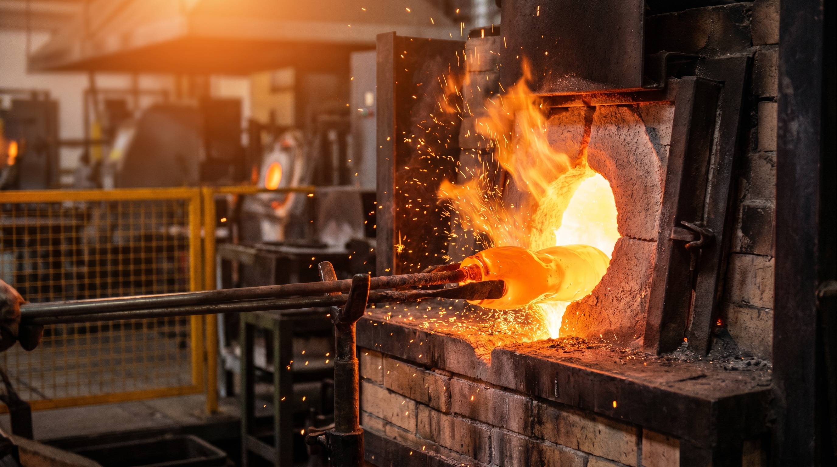 molten glass furnace closeup