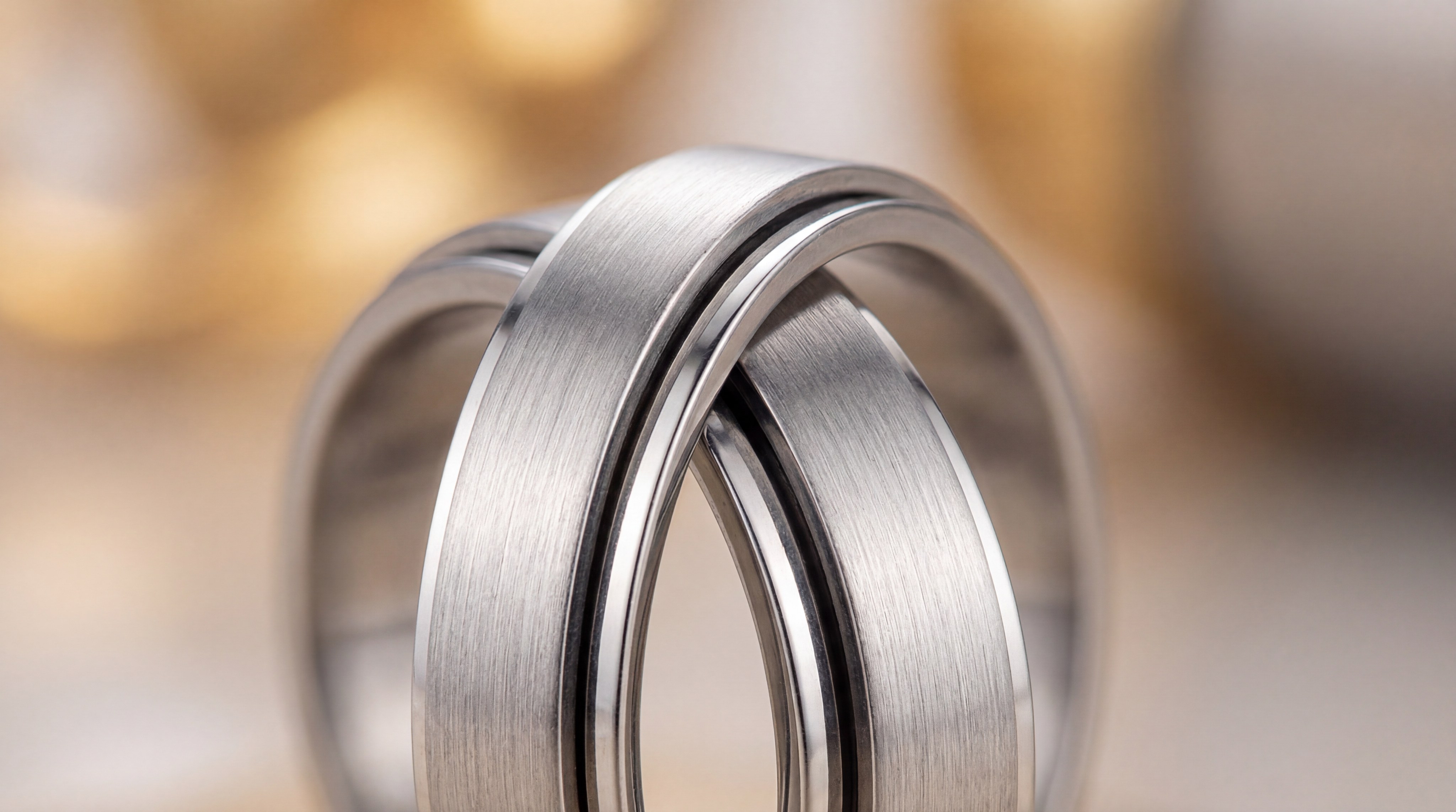 High-End Macro Photograph of 316L Stainless Steel Spinner Ring