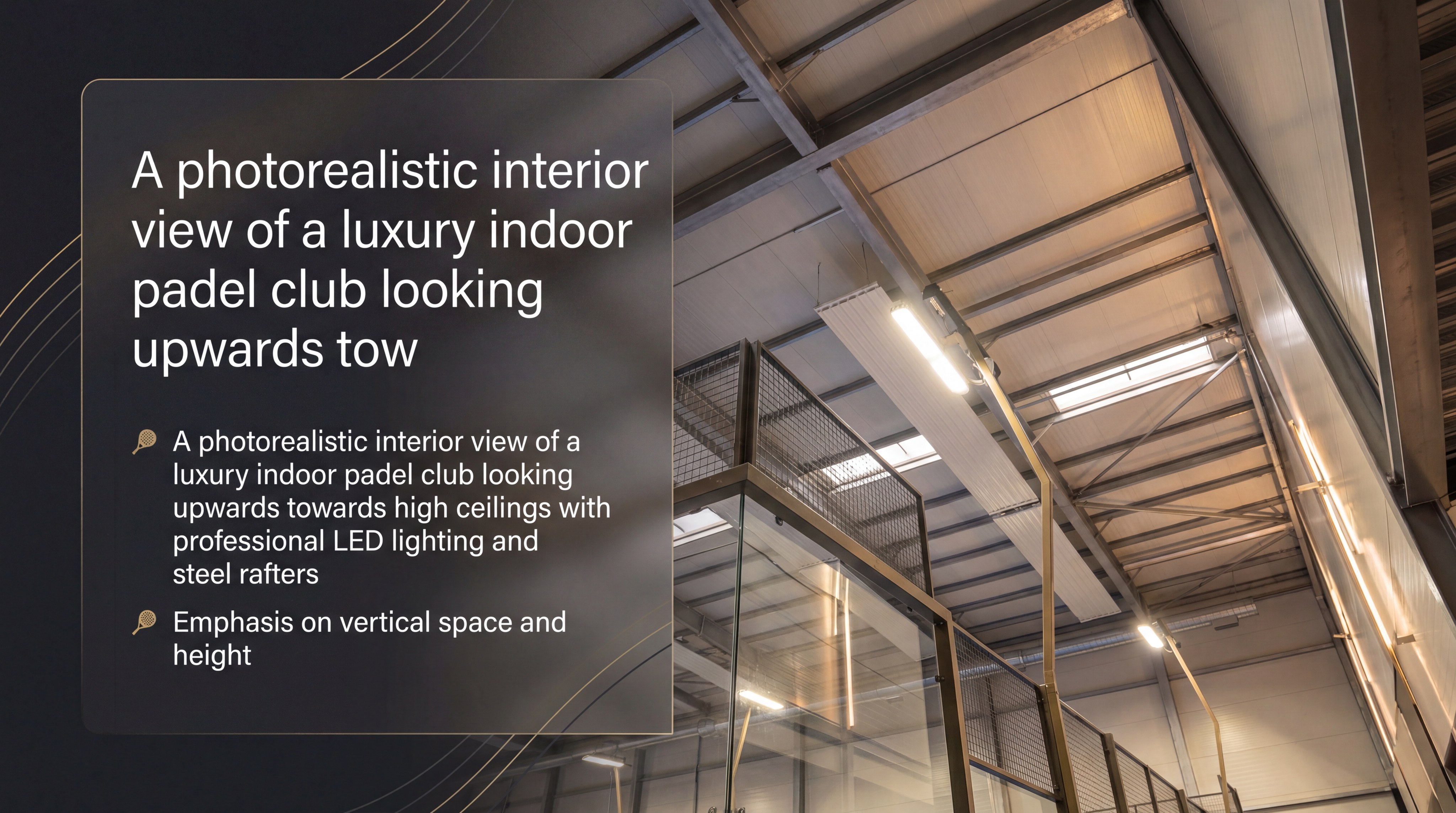 luxury indoor padel club ceiling
