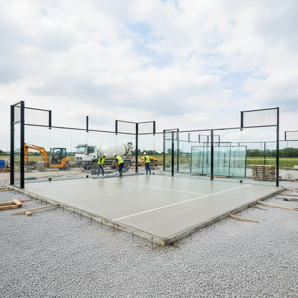padel court construction photorealistic