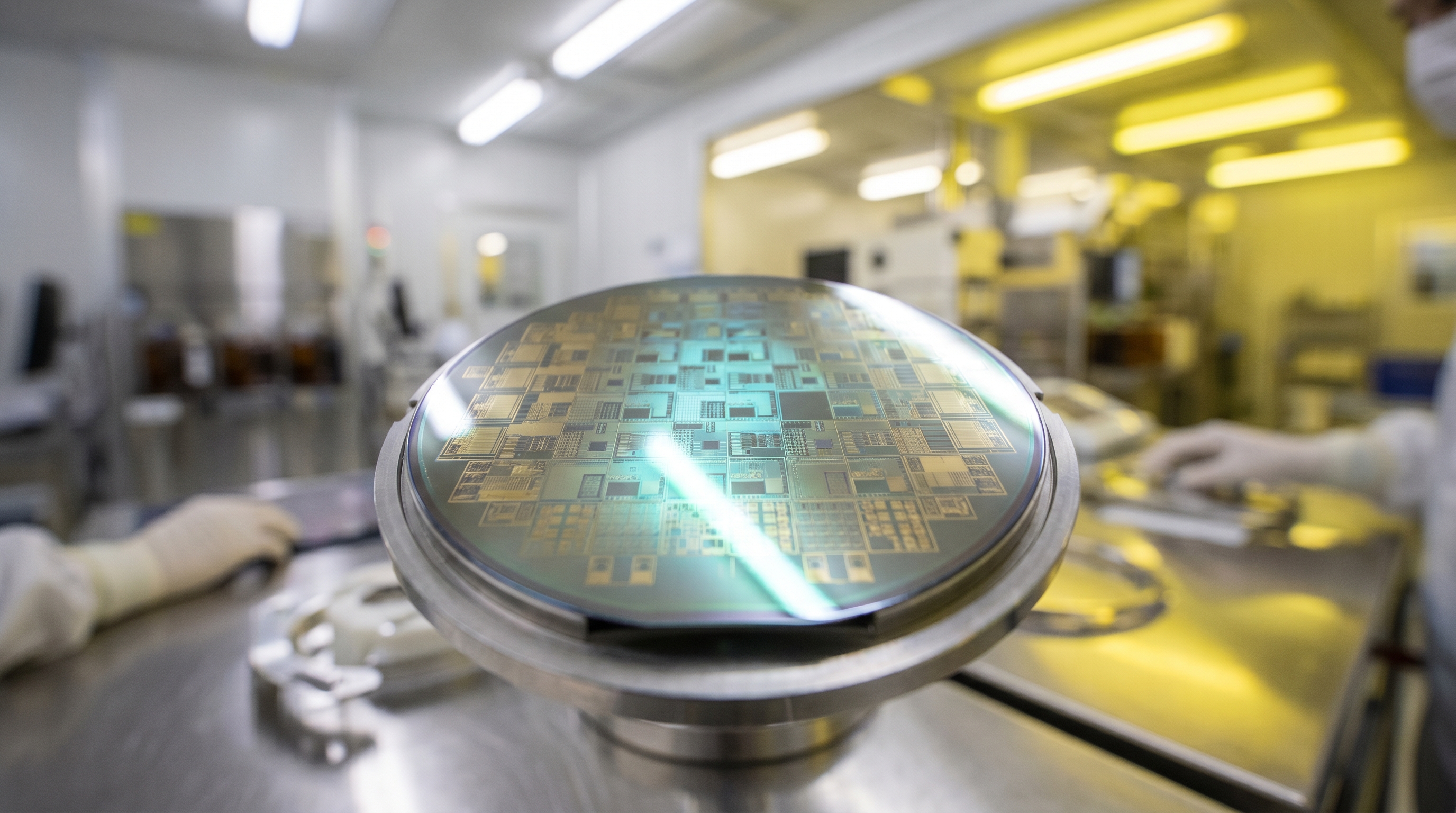 GaN Semiconductor Wafer Closeup