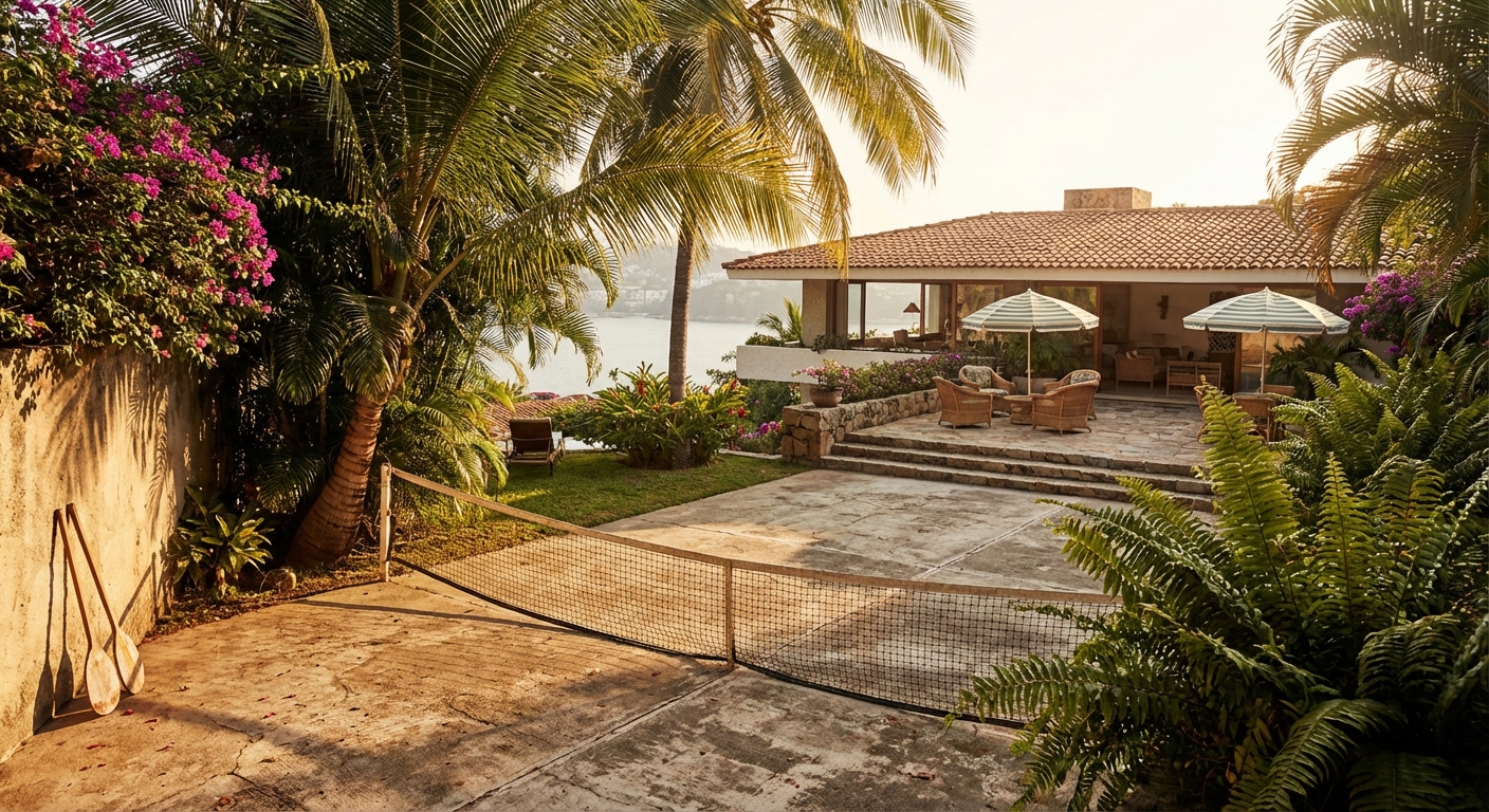 vintage 1960s acapulco padel court