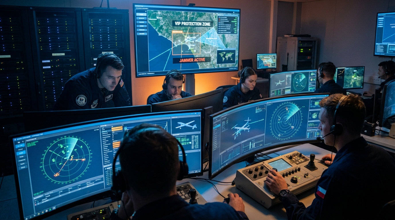 Drone jammer control room
