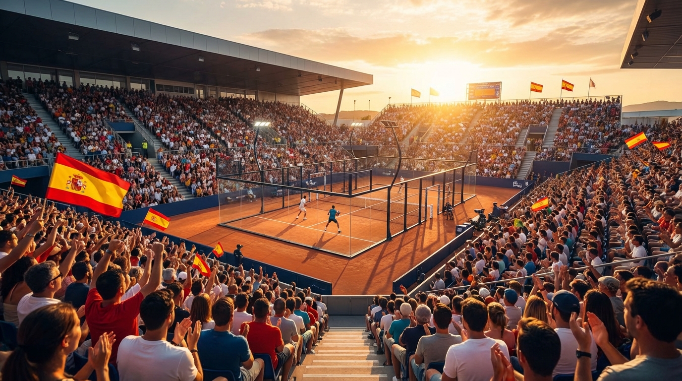 padel stadium sunset cinematic