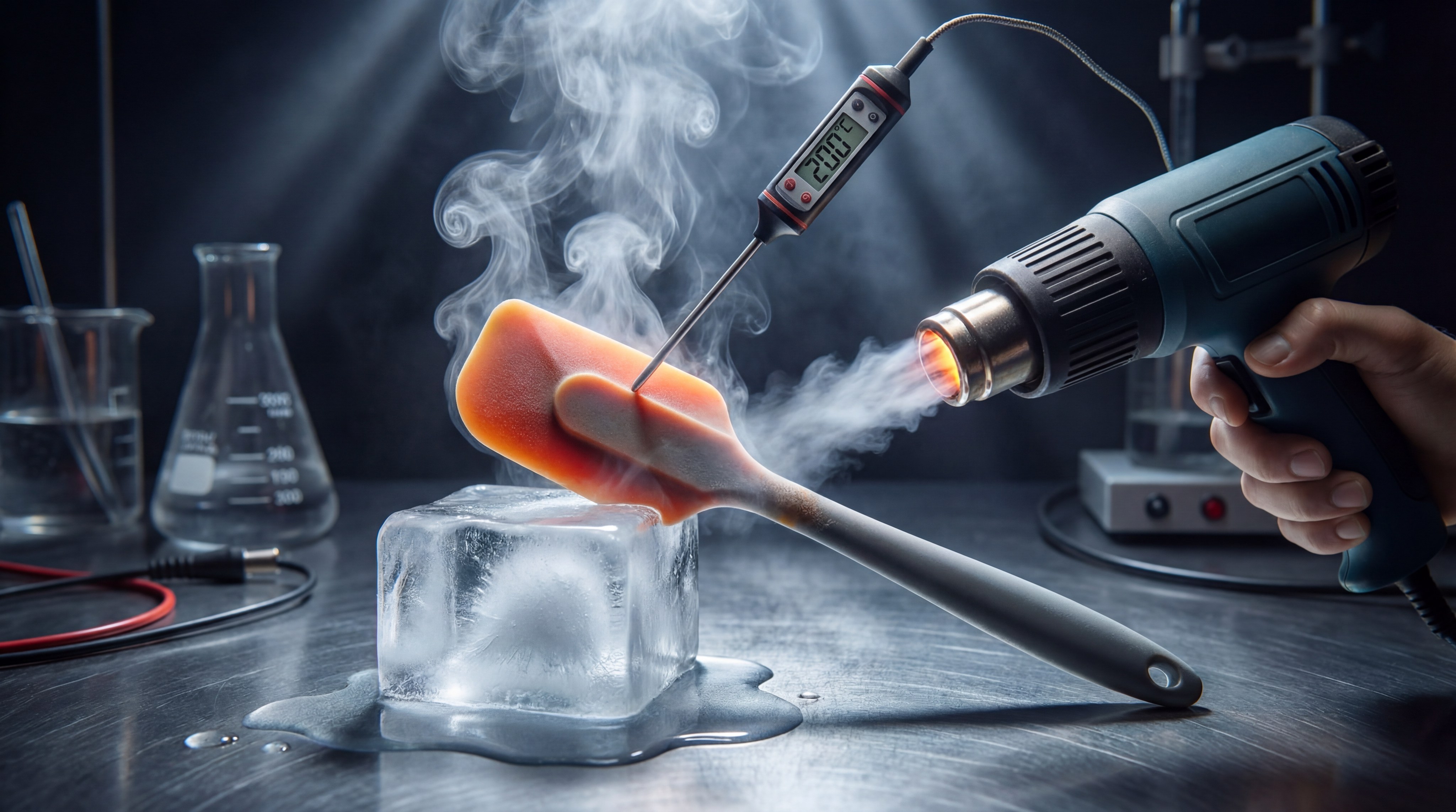 Silicone spatula thermal stability test