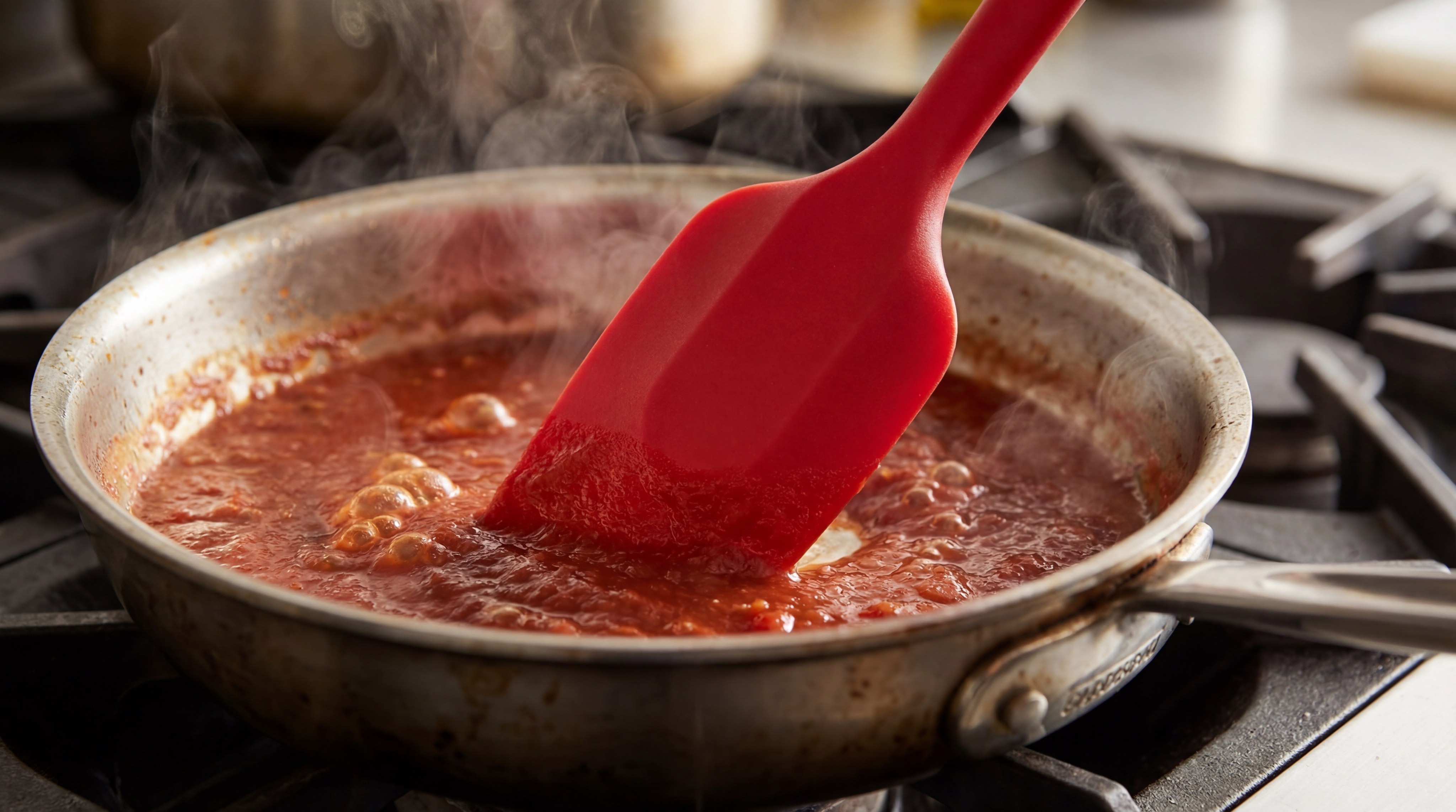 red silicone spatula tomato sauce index 1