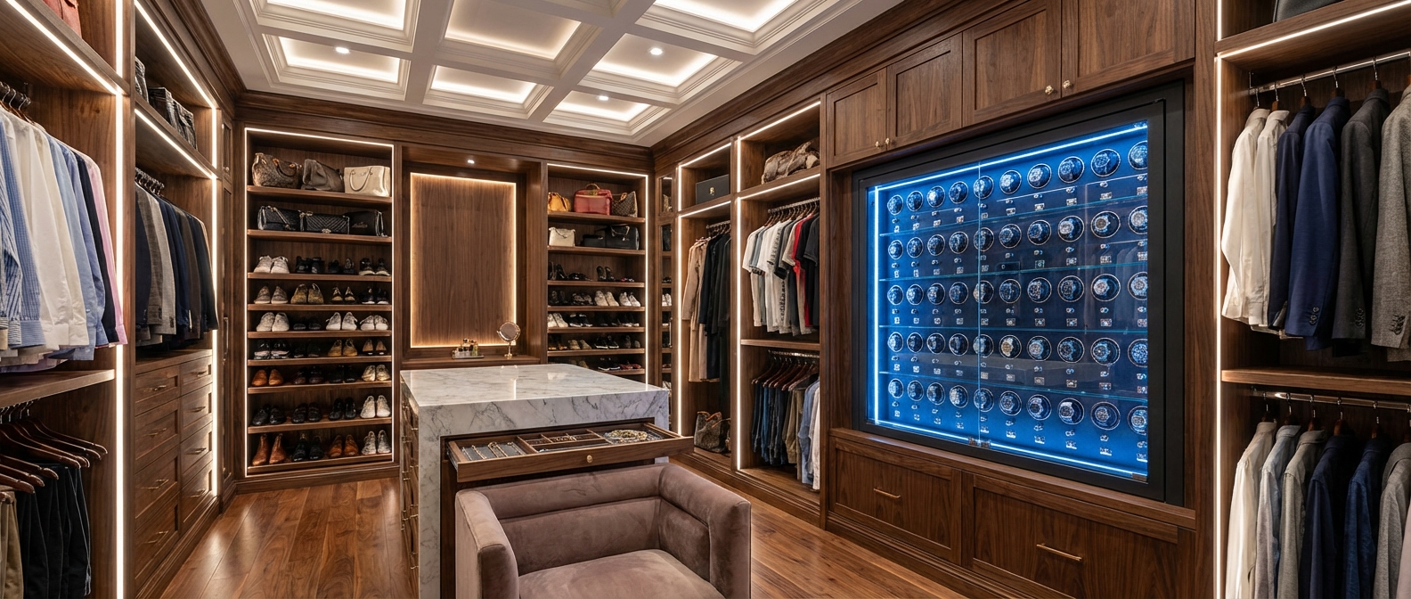 luxury walk in closet watch winder