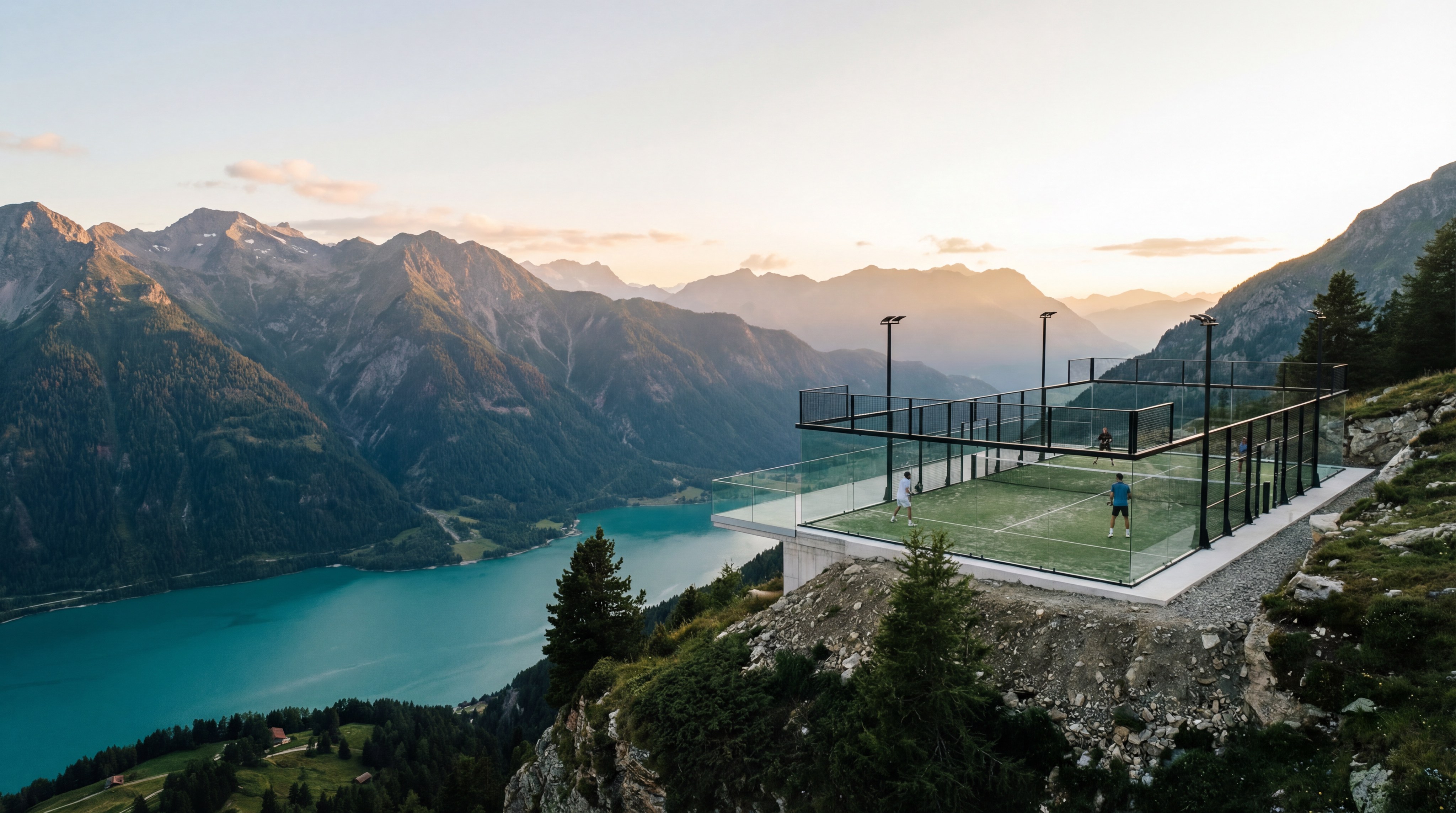 panoramic padel court landscape