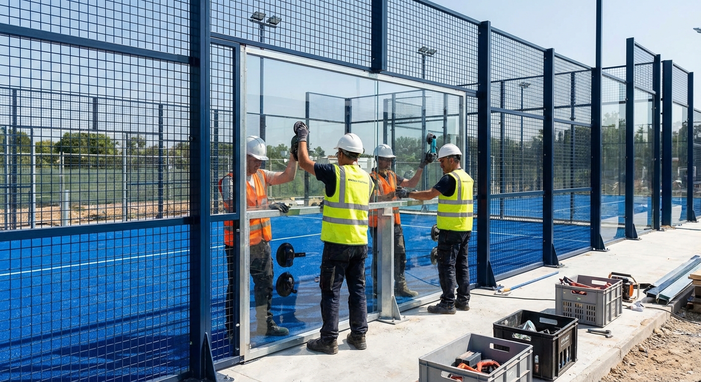 tempered glass panel installation padel court index 8