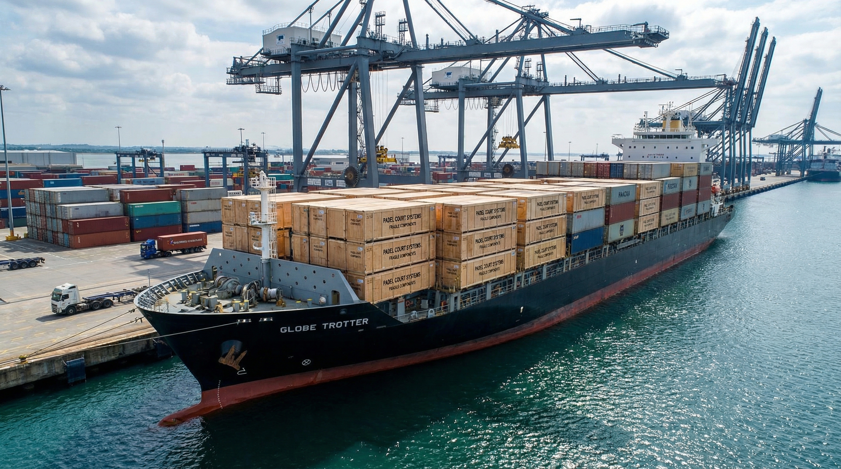 container ship padel logistics