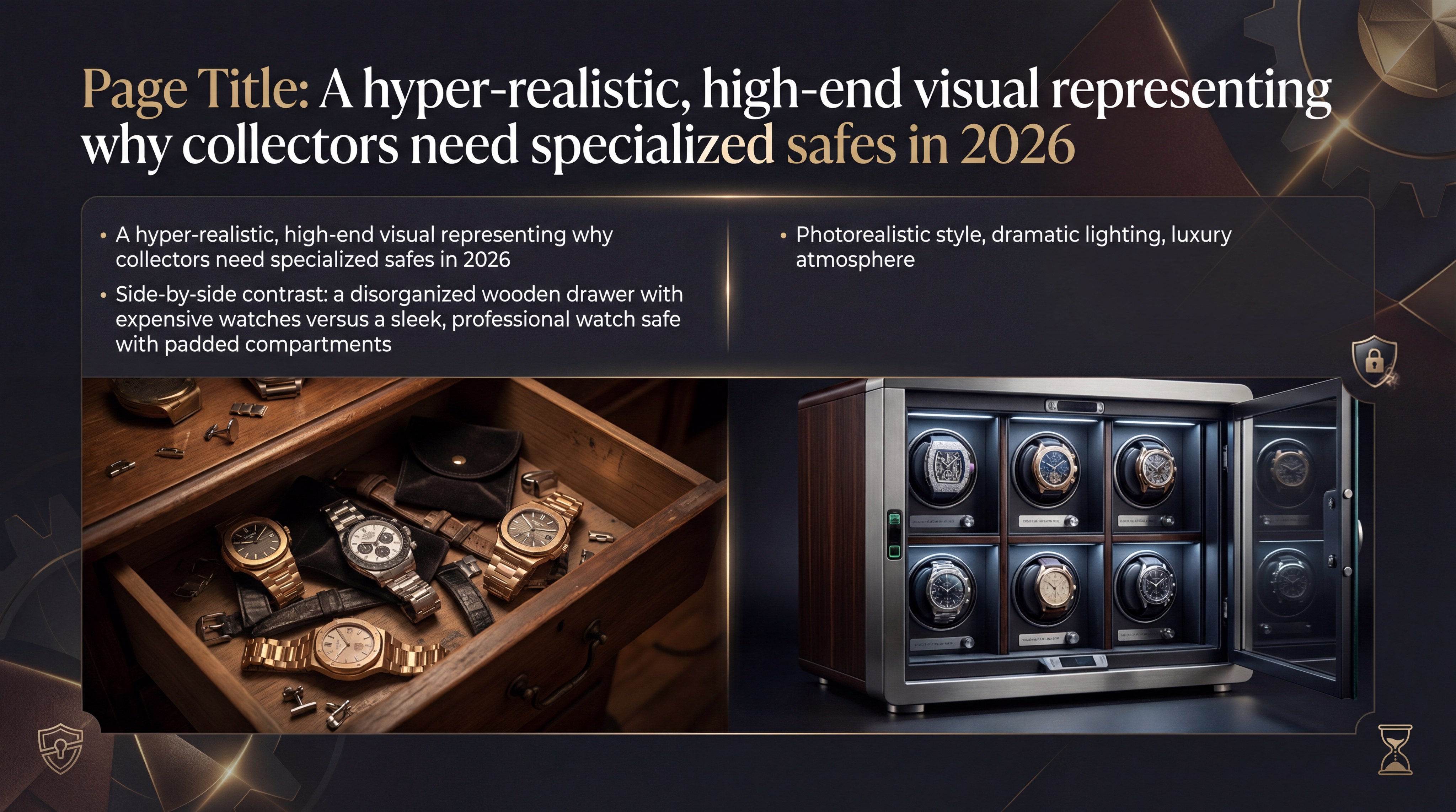A hyper-realistic visual representing why collectors need specialized safes in 2026