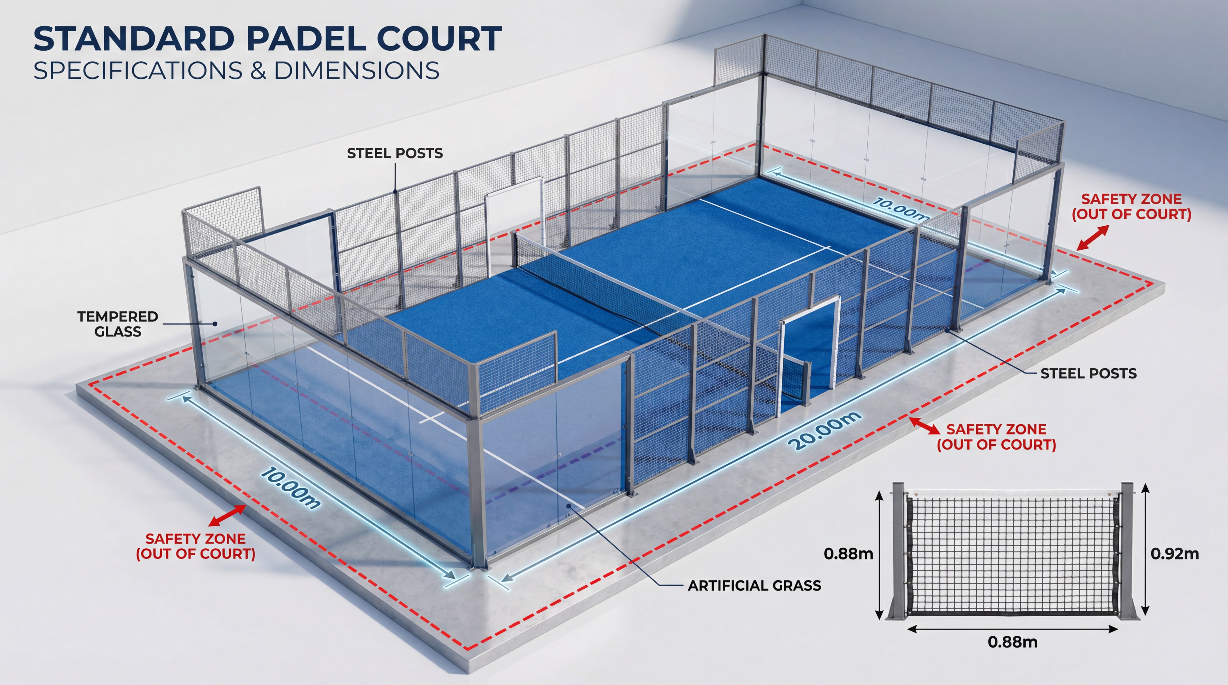 Image: Construction site showing the concrete foundation for a new padel court