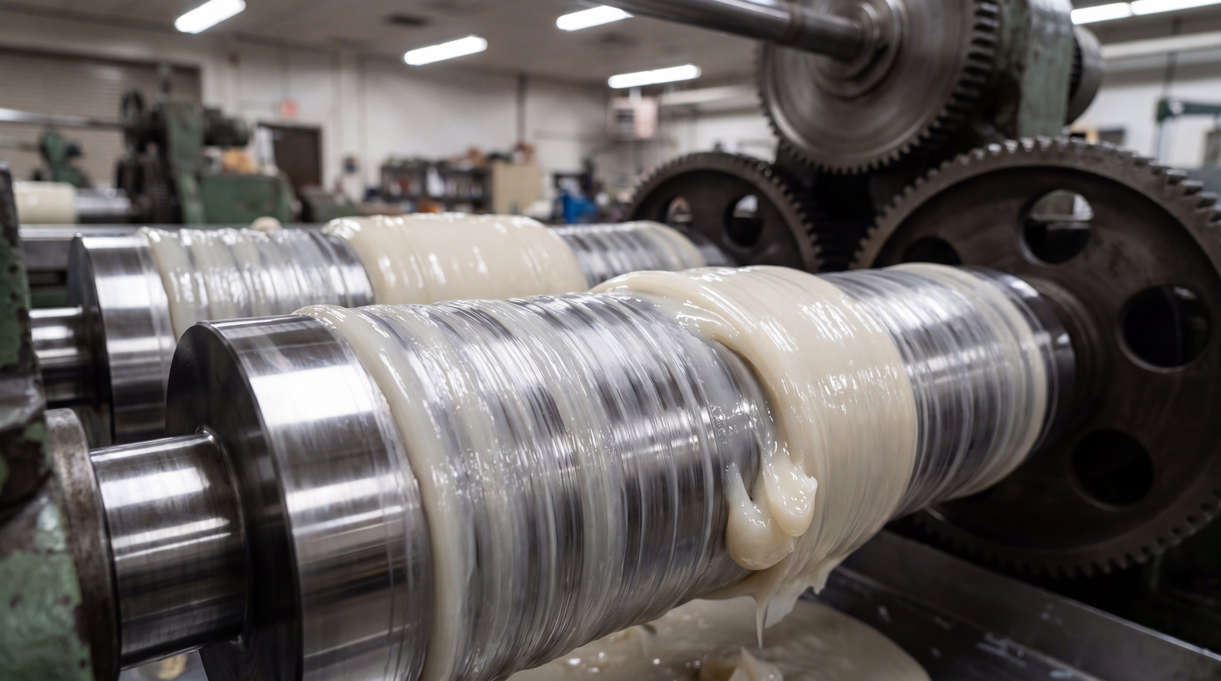 silicone rubber mixing mill closeup