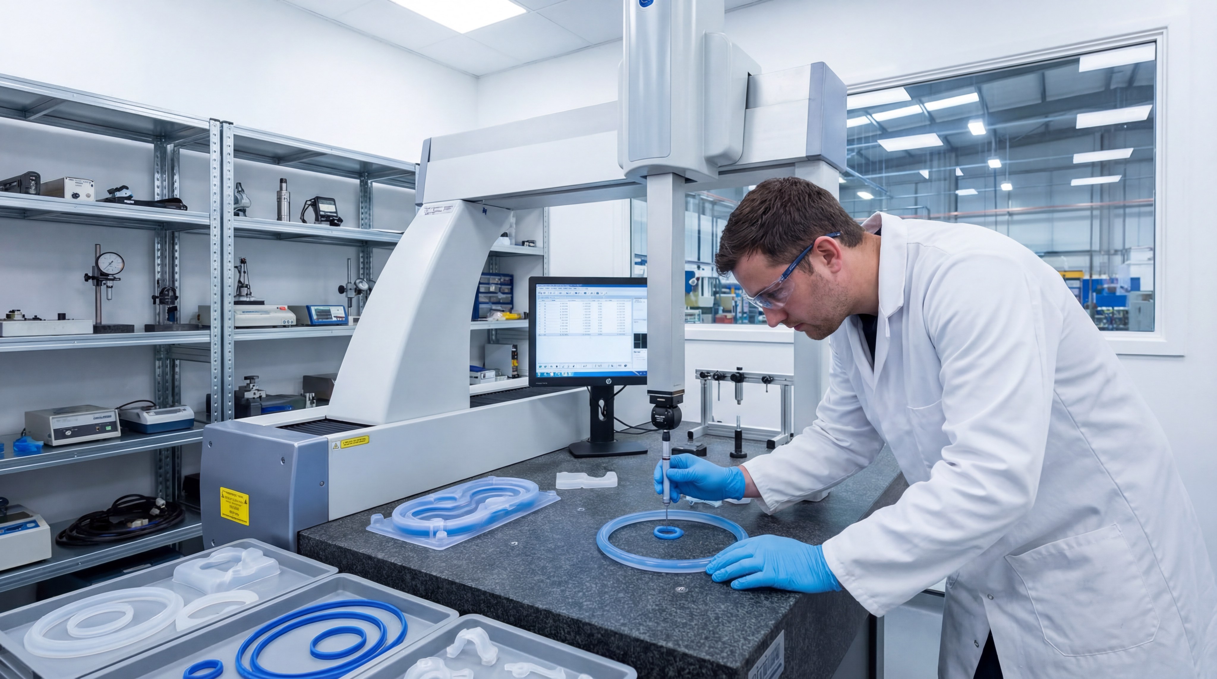 Quality Control Technician Performing Dimensional Inspection