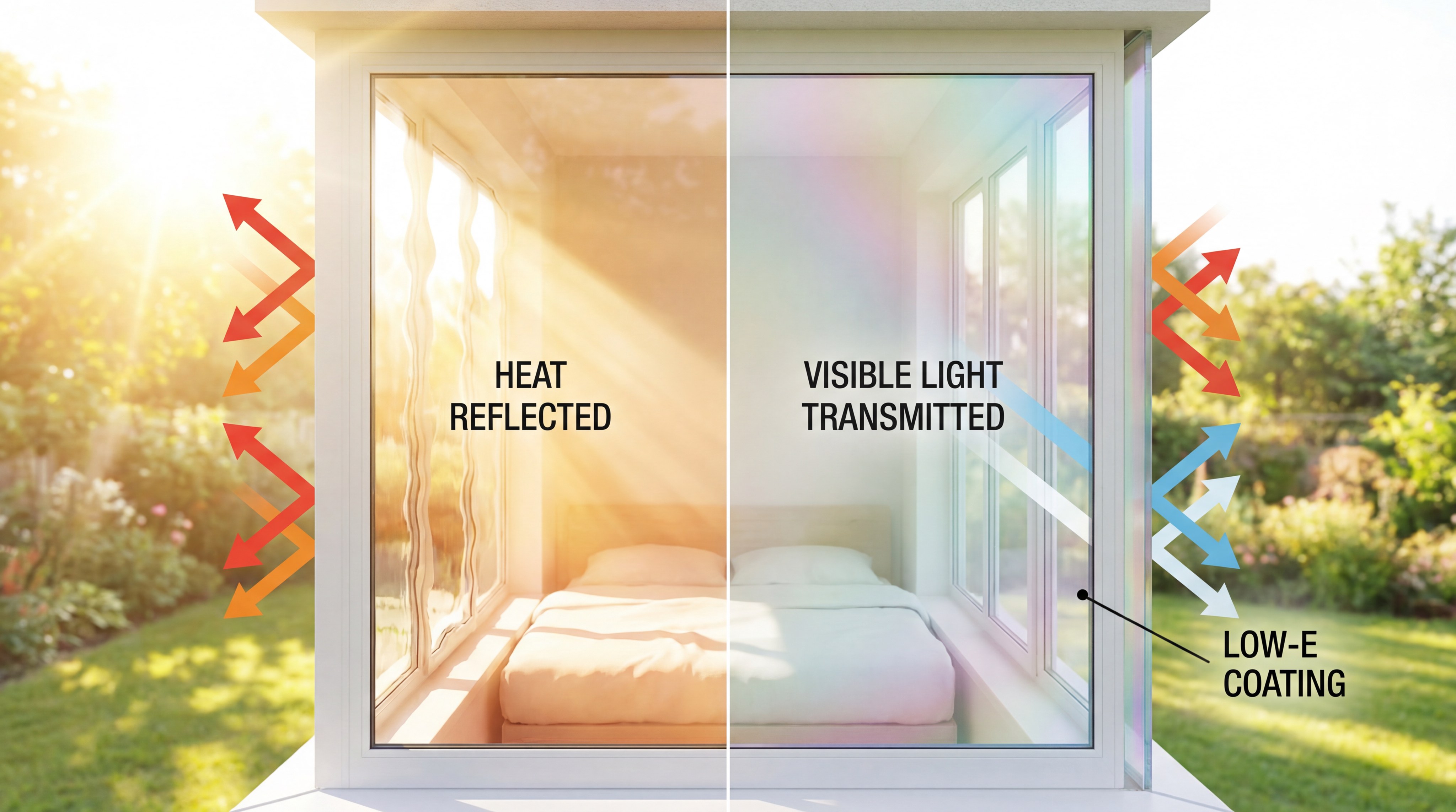 thermal visualization of Low-E glass reflecting heat