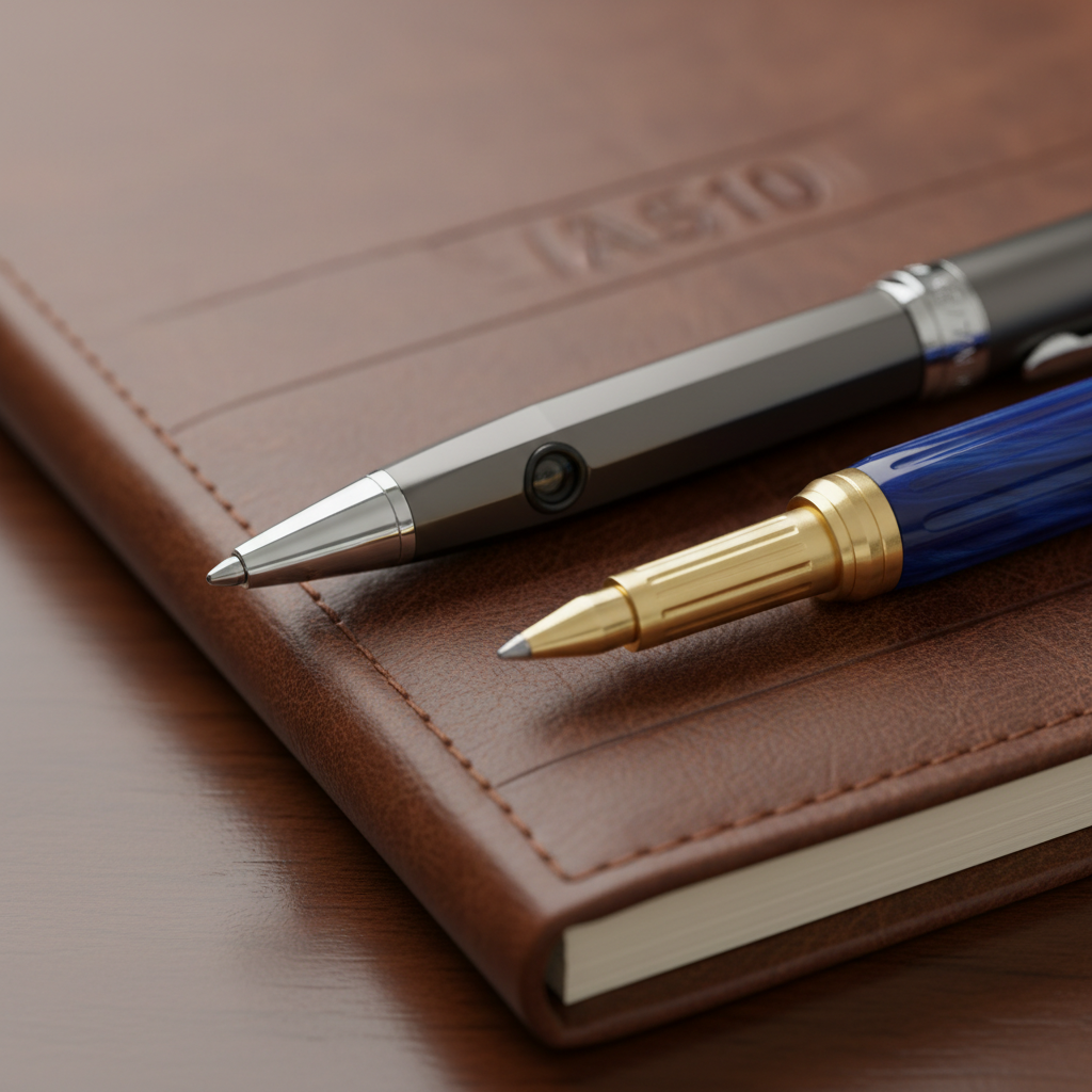 Stylo de direction, carnet en cuir