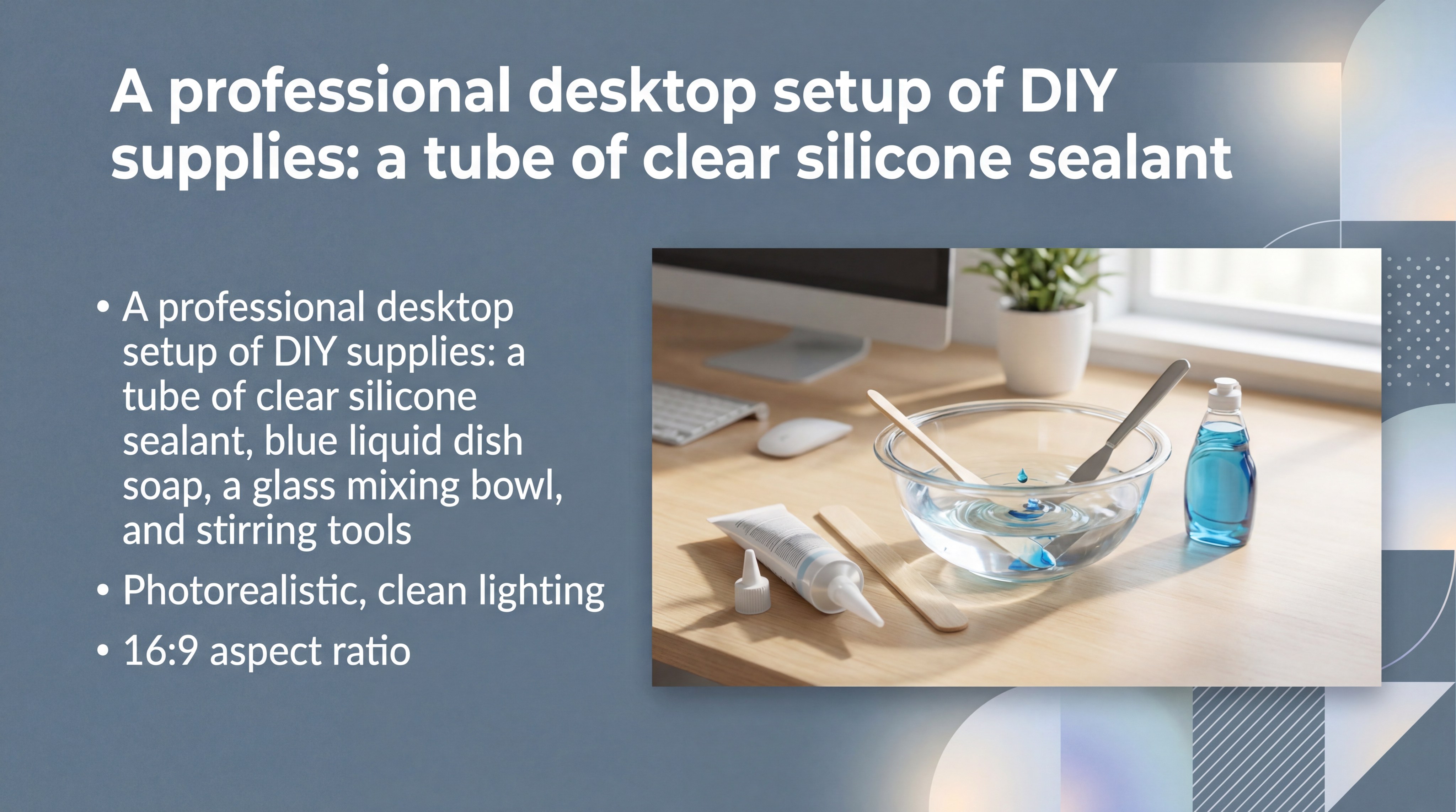 Professional desktop setup of DIY supplies