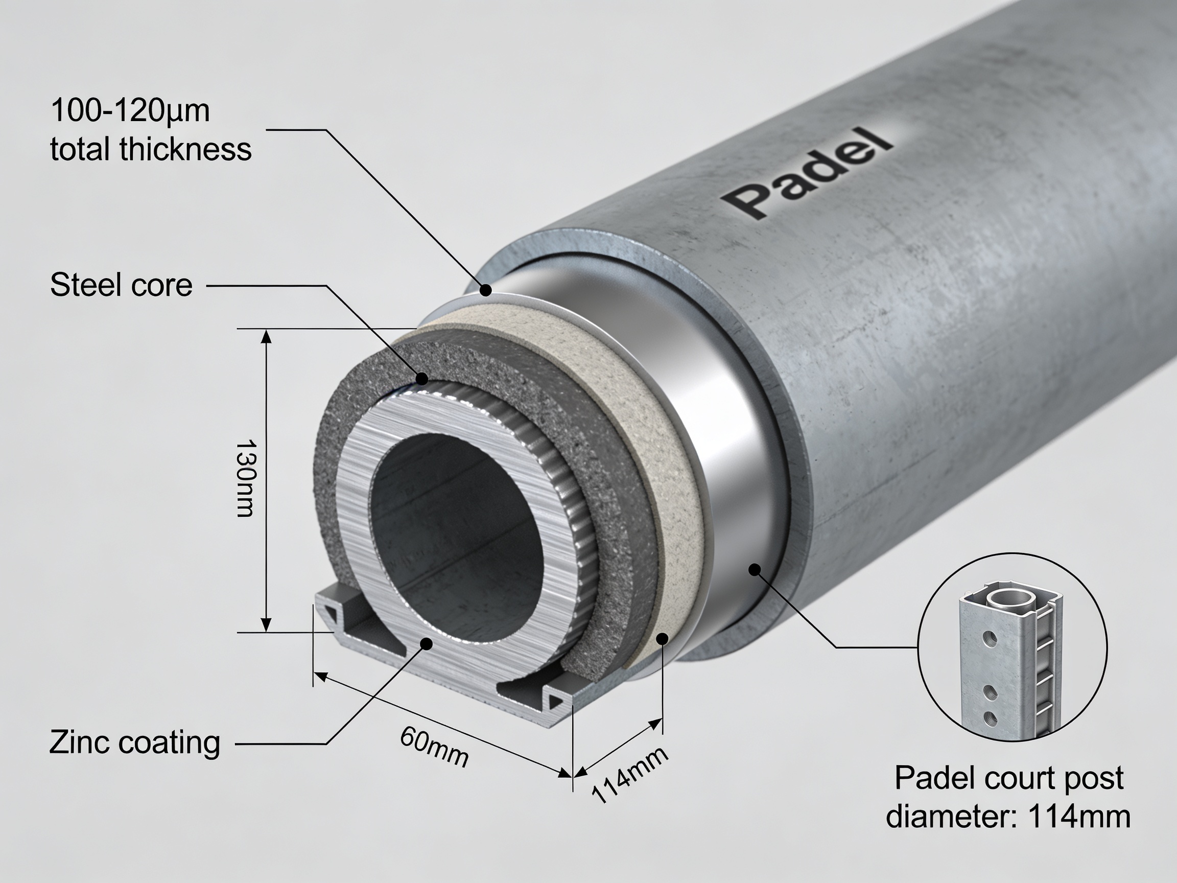 cross section of galvanized steel post