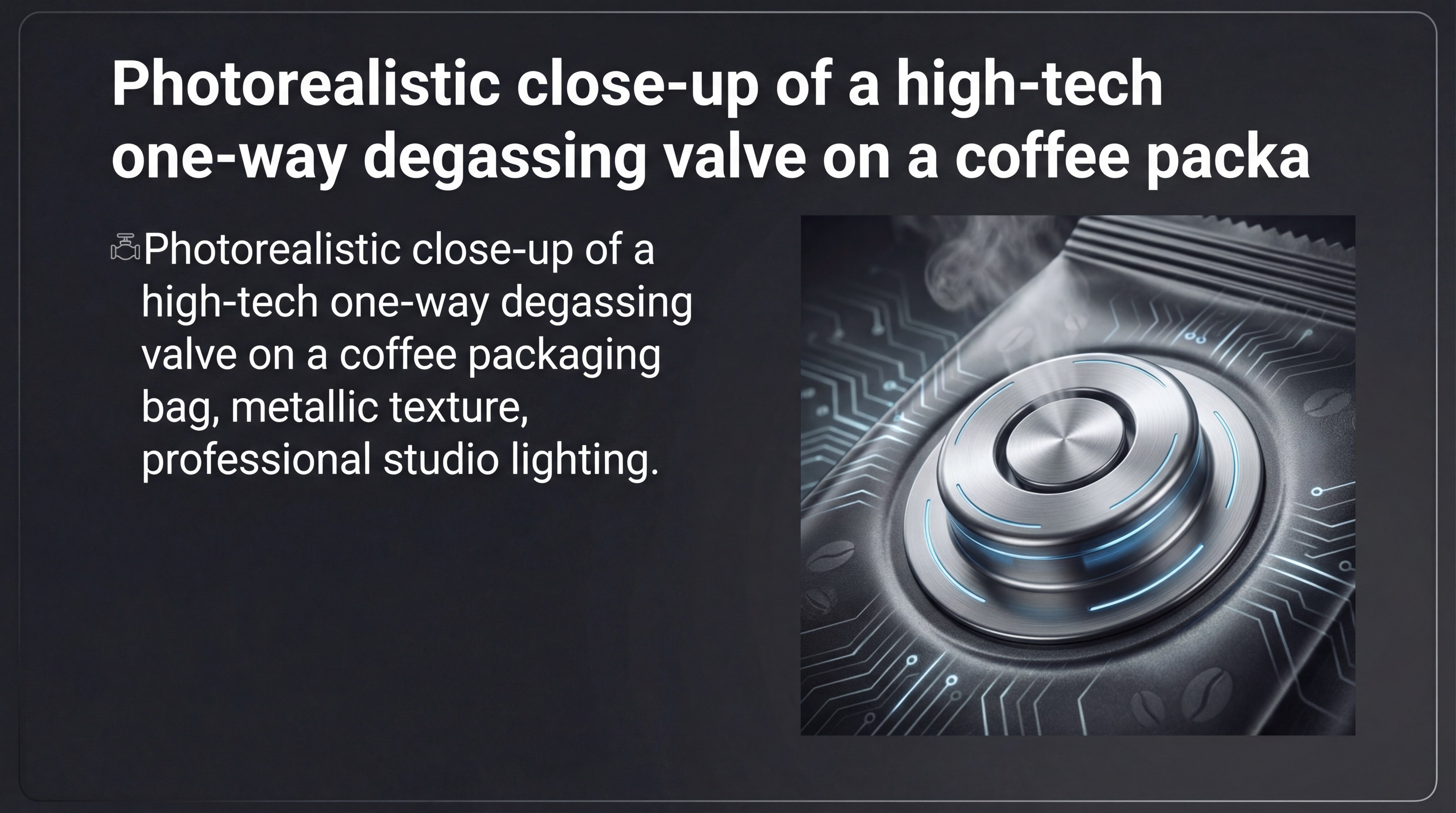 High-tech one-way degassing valve closeup