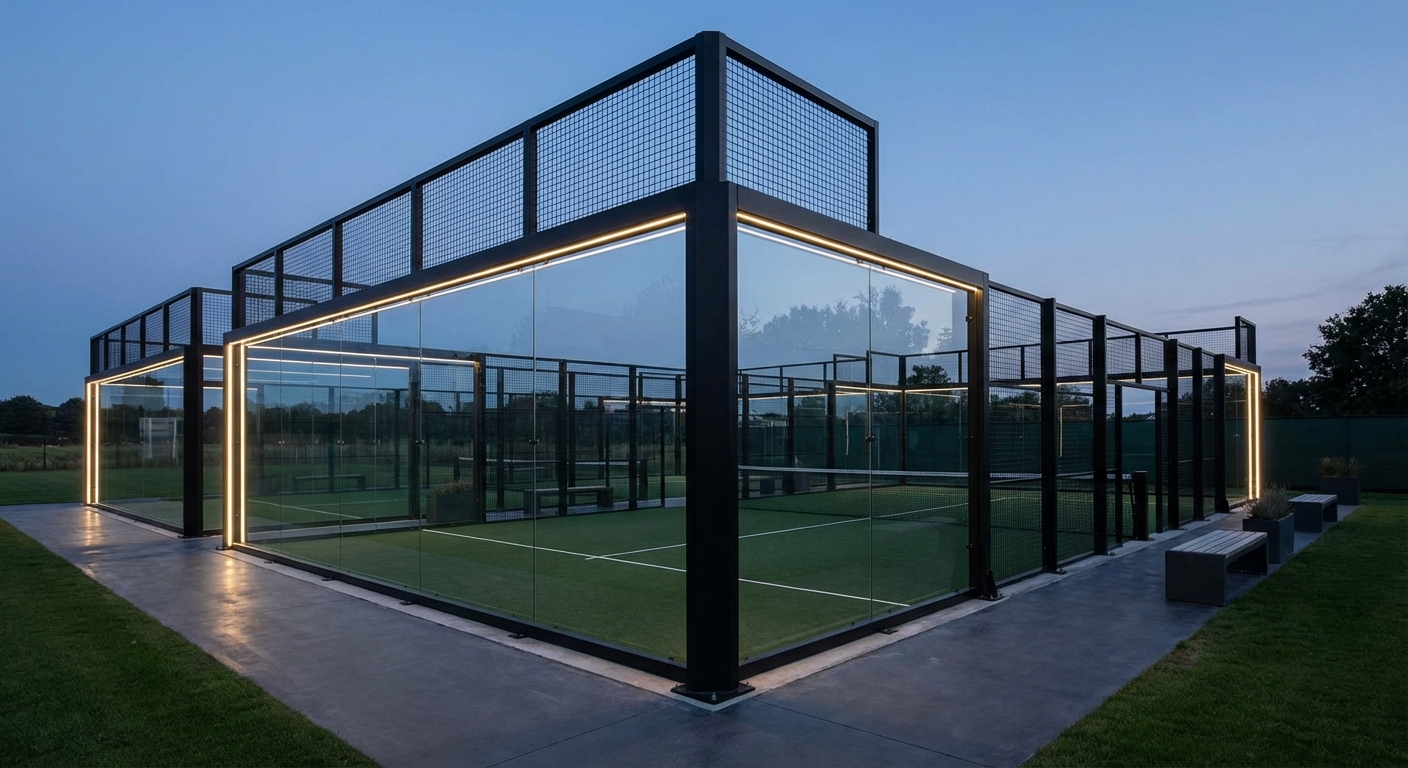custom black padel court led