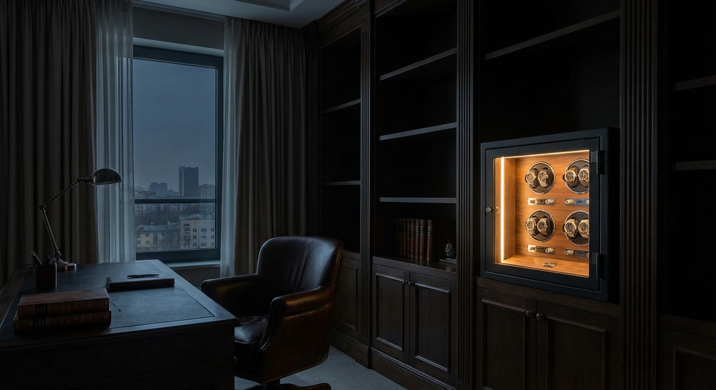 luxury watch safe night scene