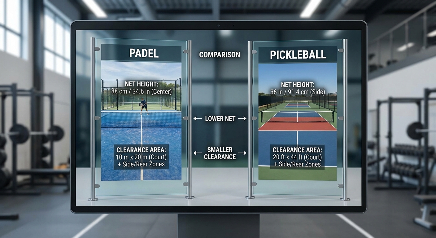 padel pickleball court comparison infographic