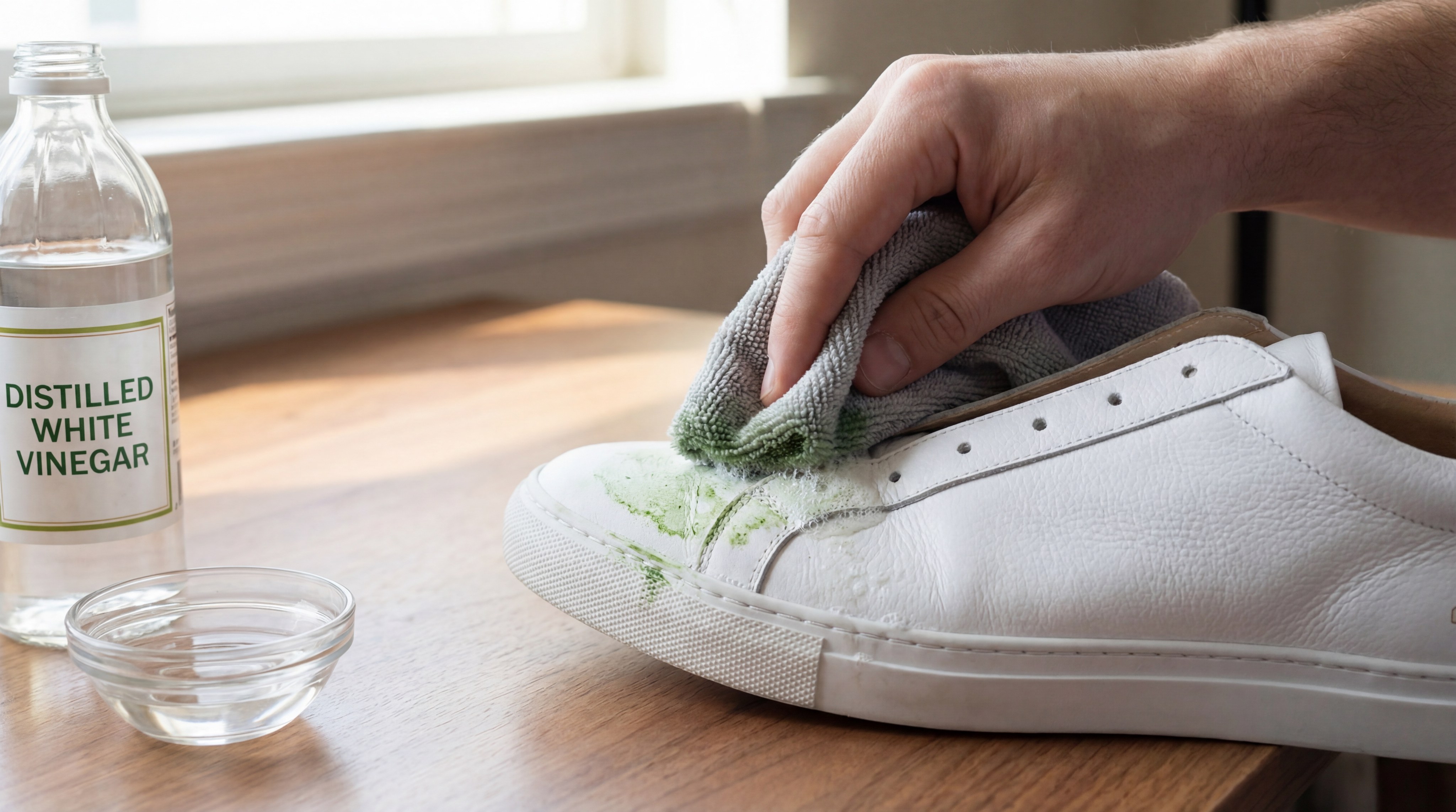 vinegar stain removal demonstration