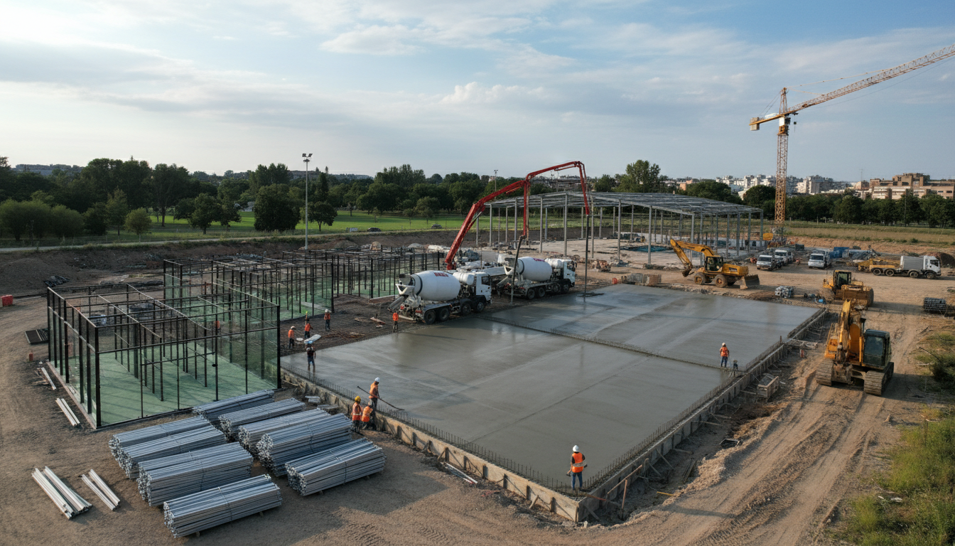 Padel court construction site