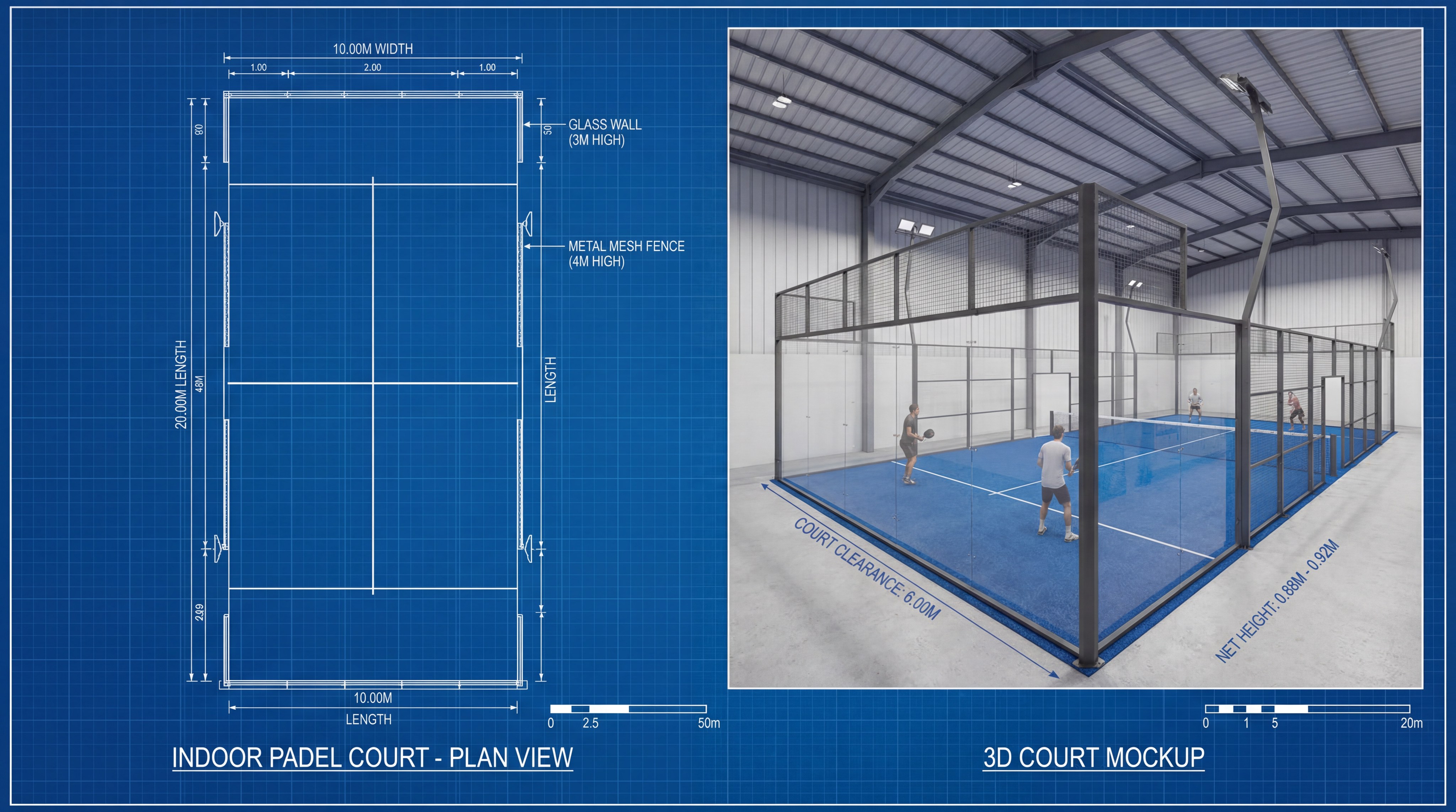 padel court architectural plan