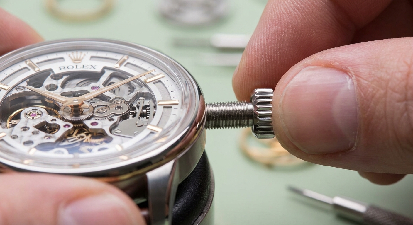 luxury watch manual winding macro