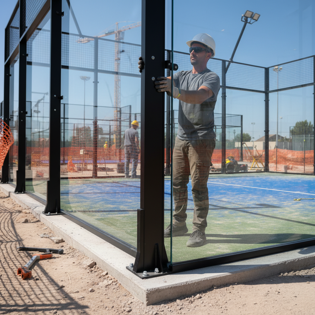 padel court glass installation