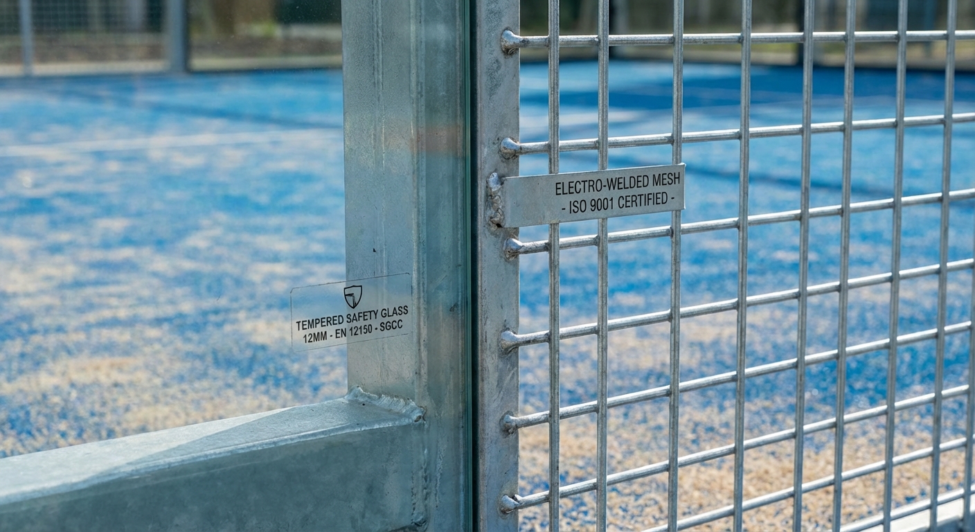 padel court safety glass detail