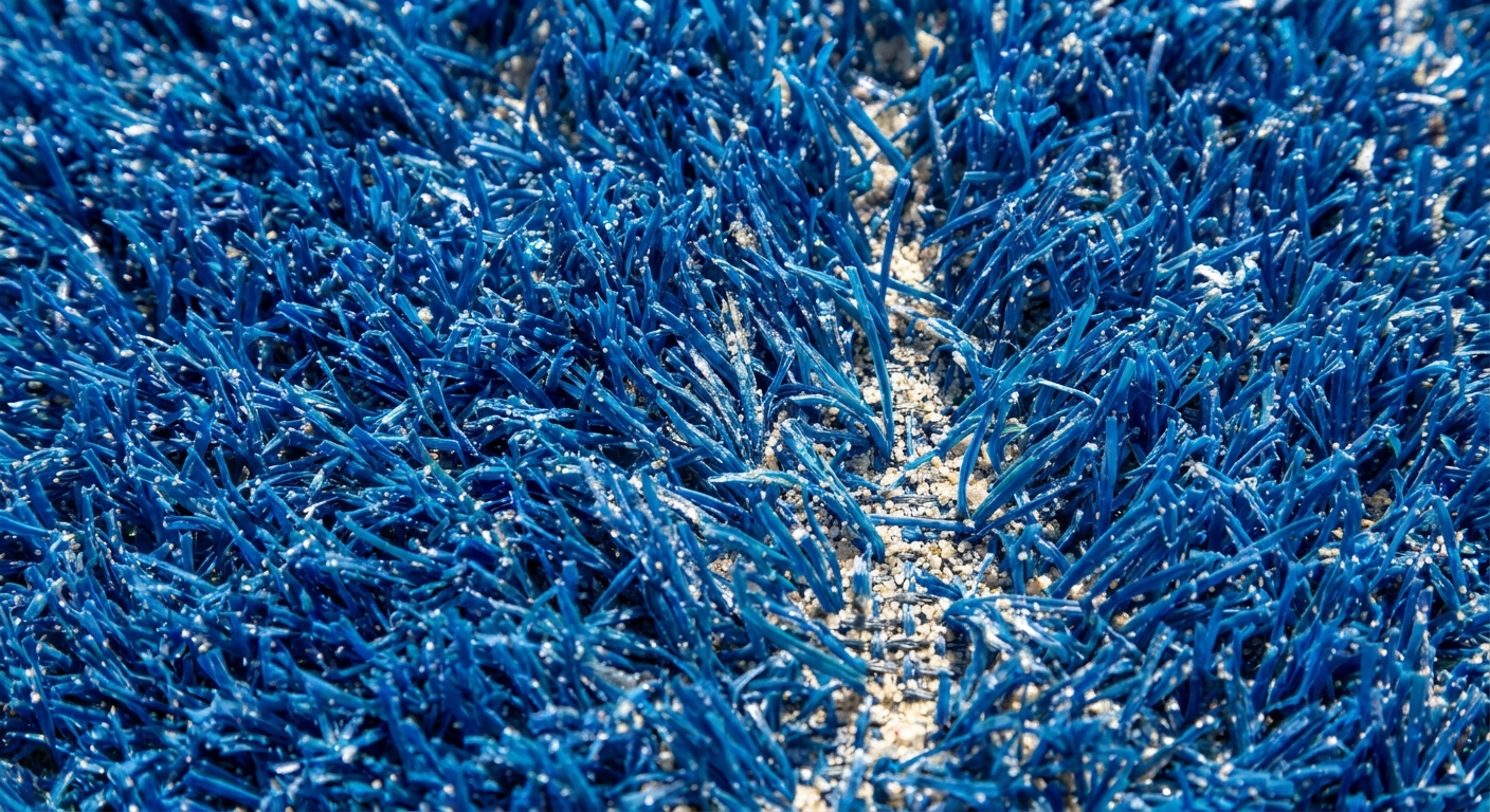 blue padel grass turf closeup
