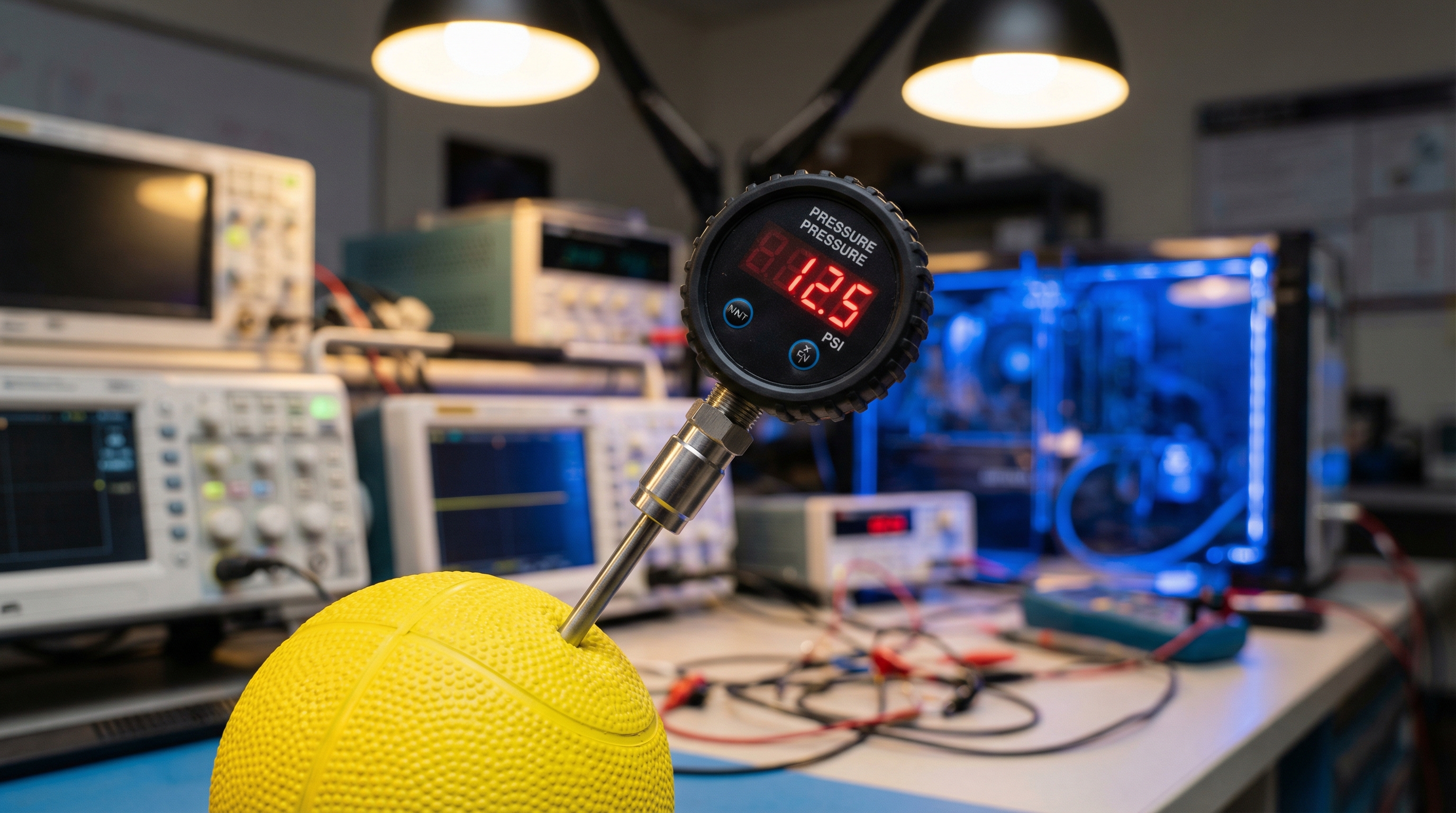 digital pressure gauge testing internal ball psi