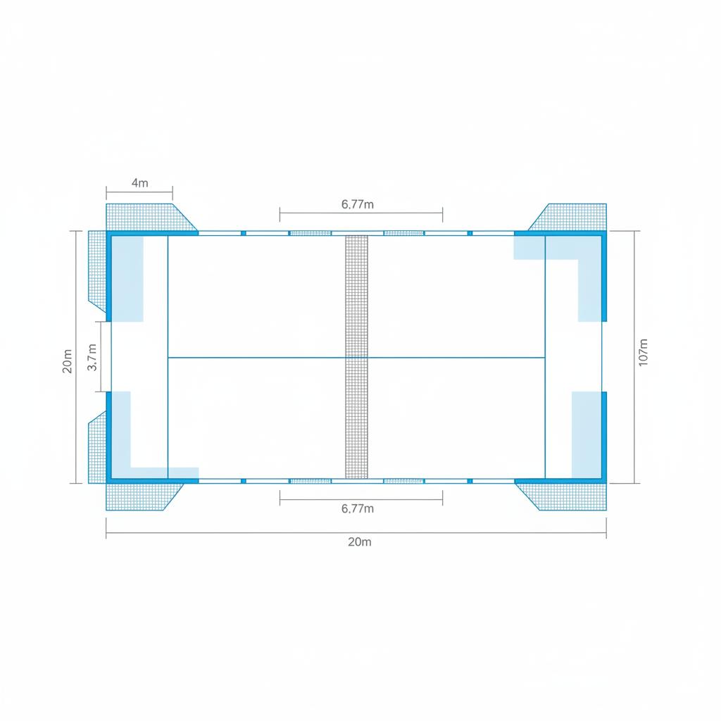 padel court dimensions diagram