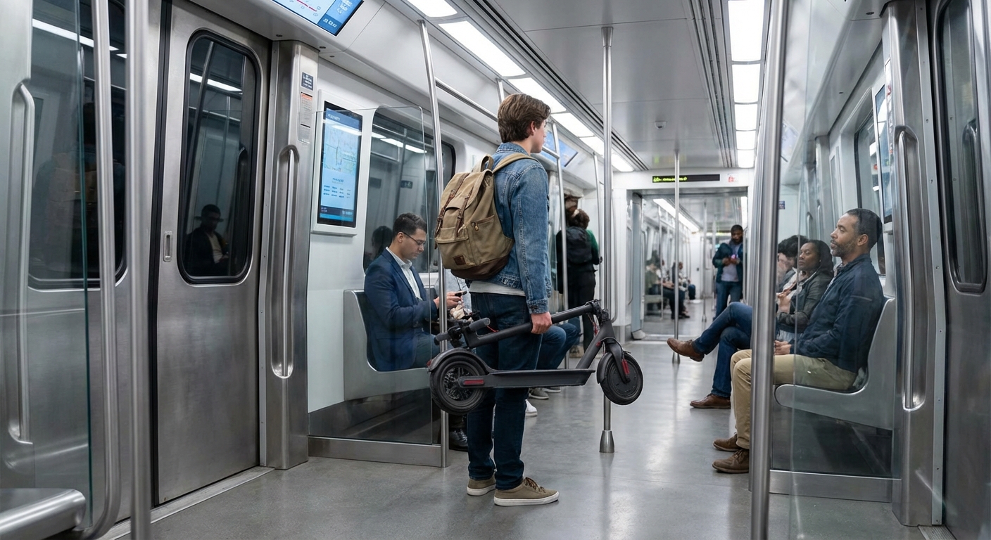 college student subway scooter