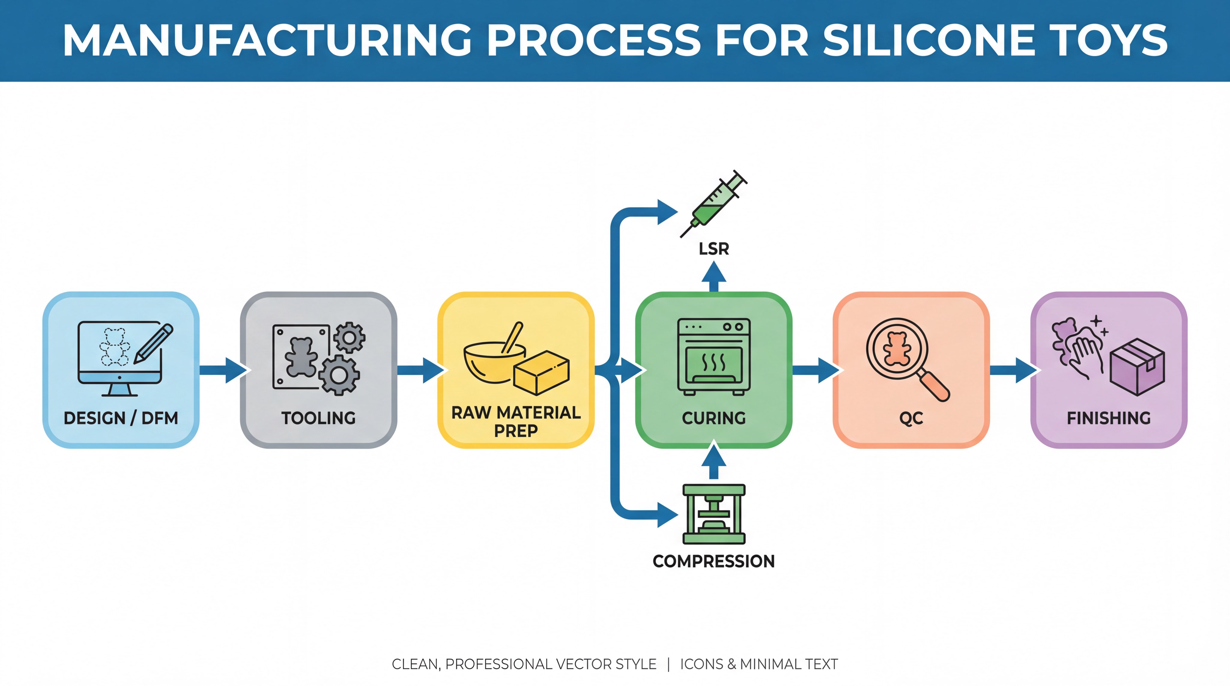 Silicone toy manufacturing process diagram