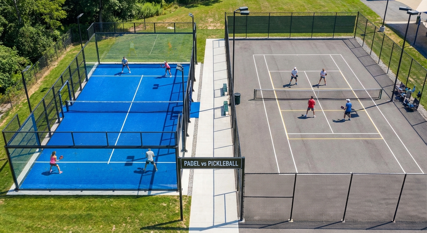 padel ball vs pickleball court comparison
