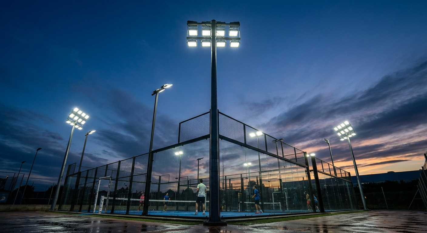 padel court twilight led lighting