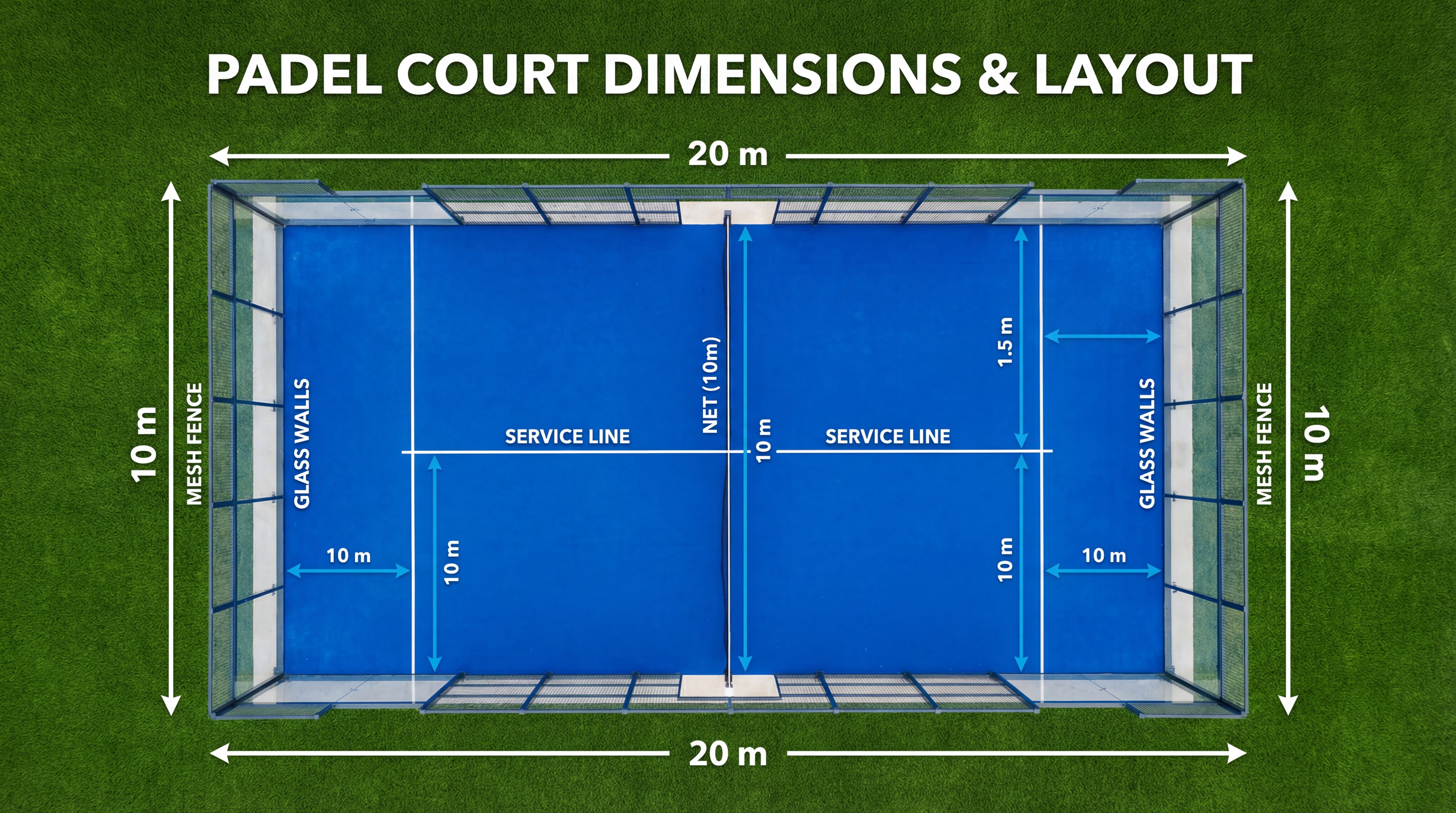 padel court dimensions infographic