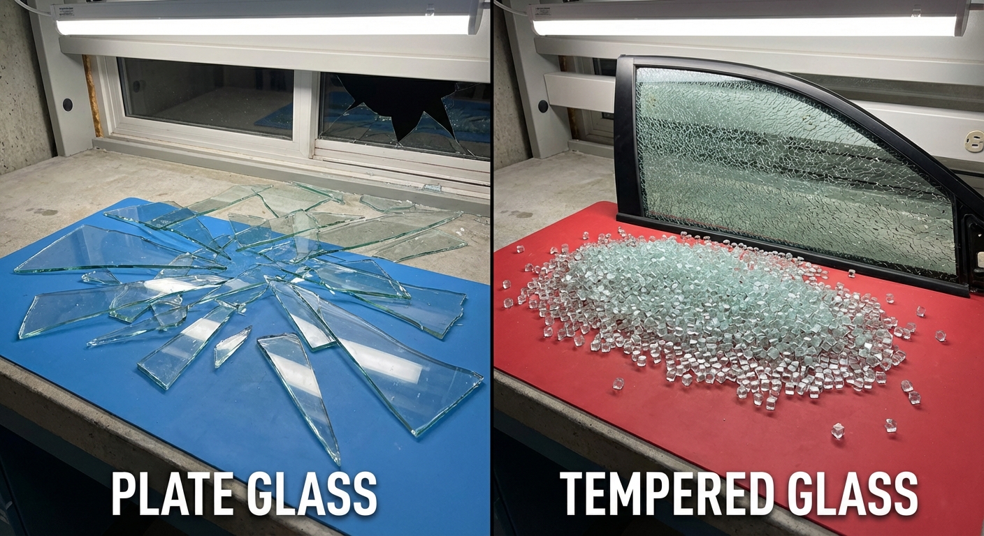 glass breakage patterns comparison