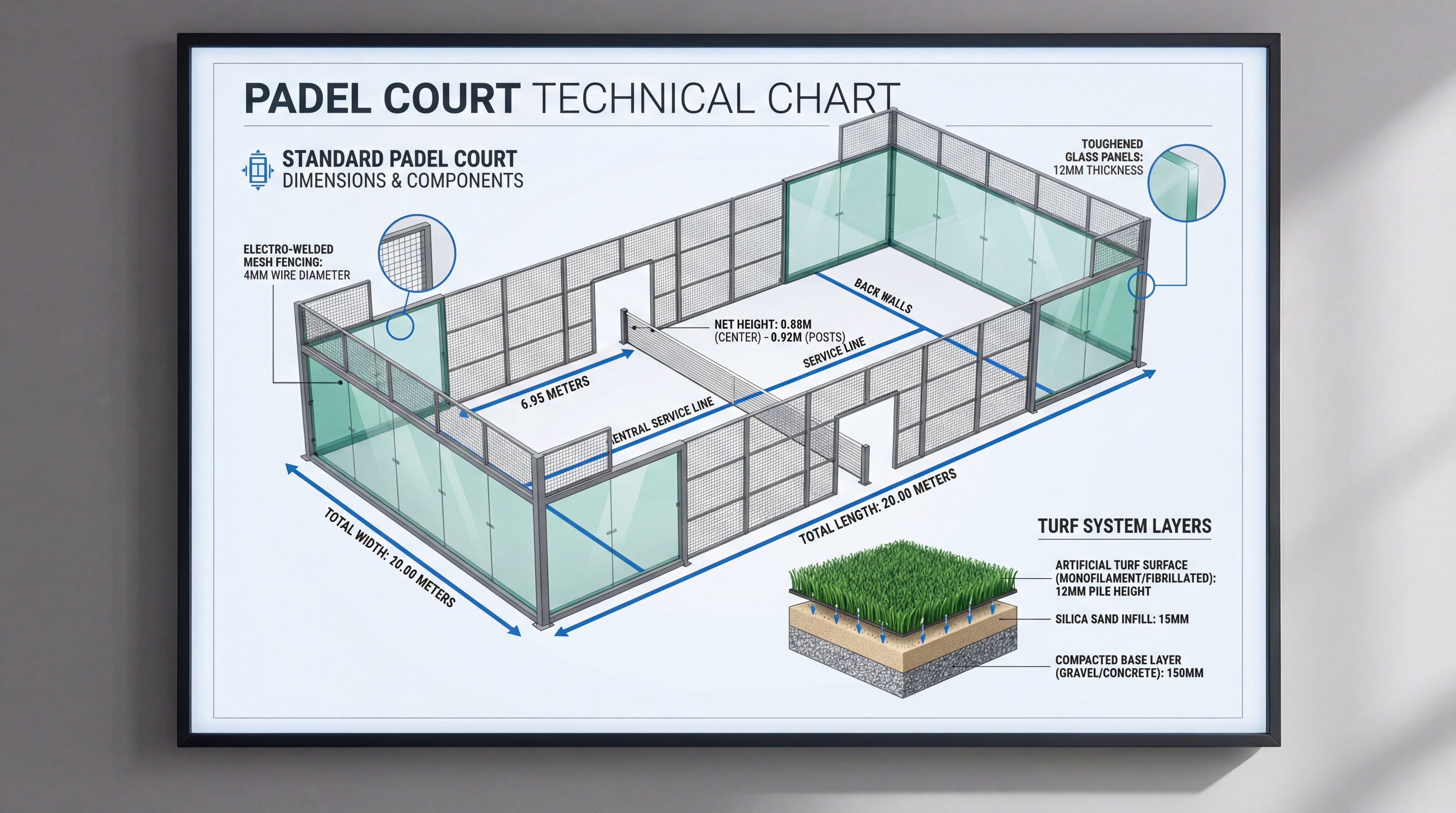 padel court technical specifications