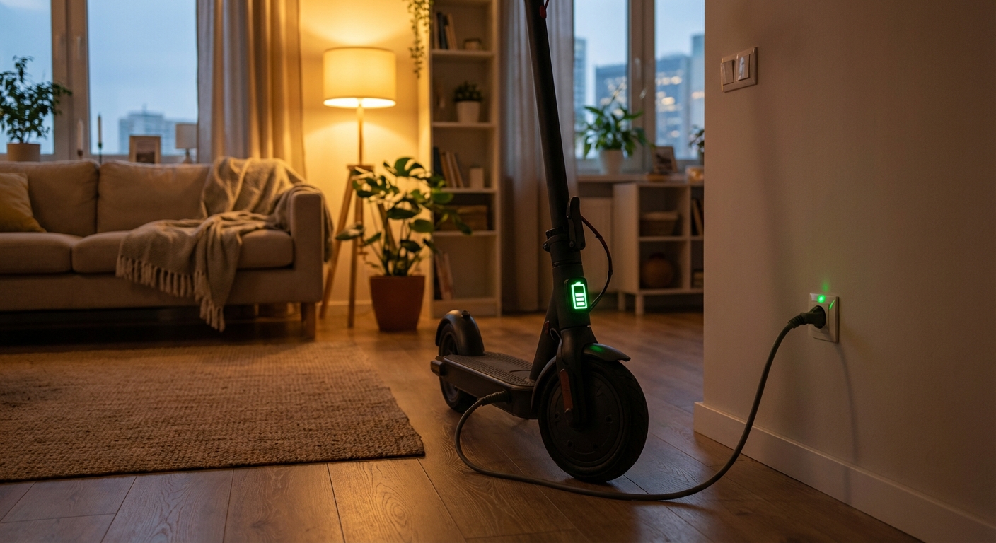 scooter charging evening